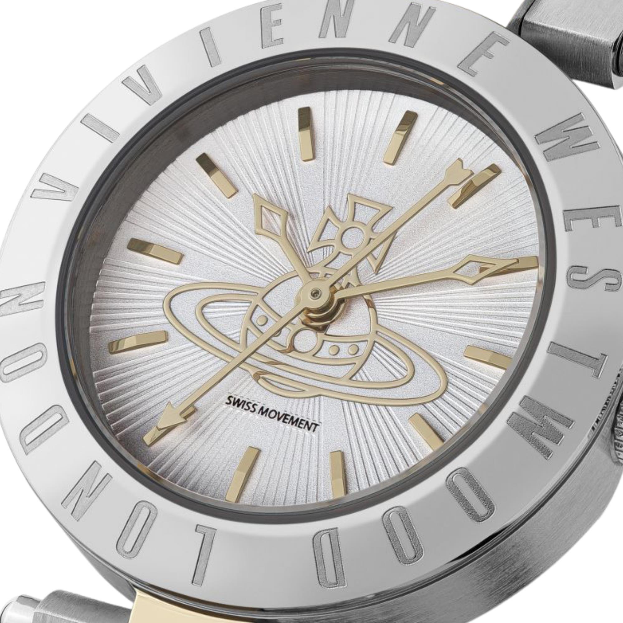 Vivienne Westwood Westbourne Quarz Silbernes Zifferblatt Zweifarbiges Edelstahlarmband Damen Uhr VV092LSG