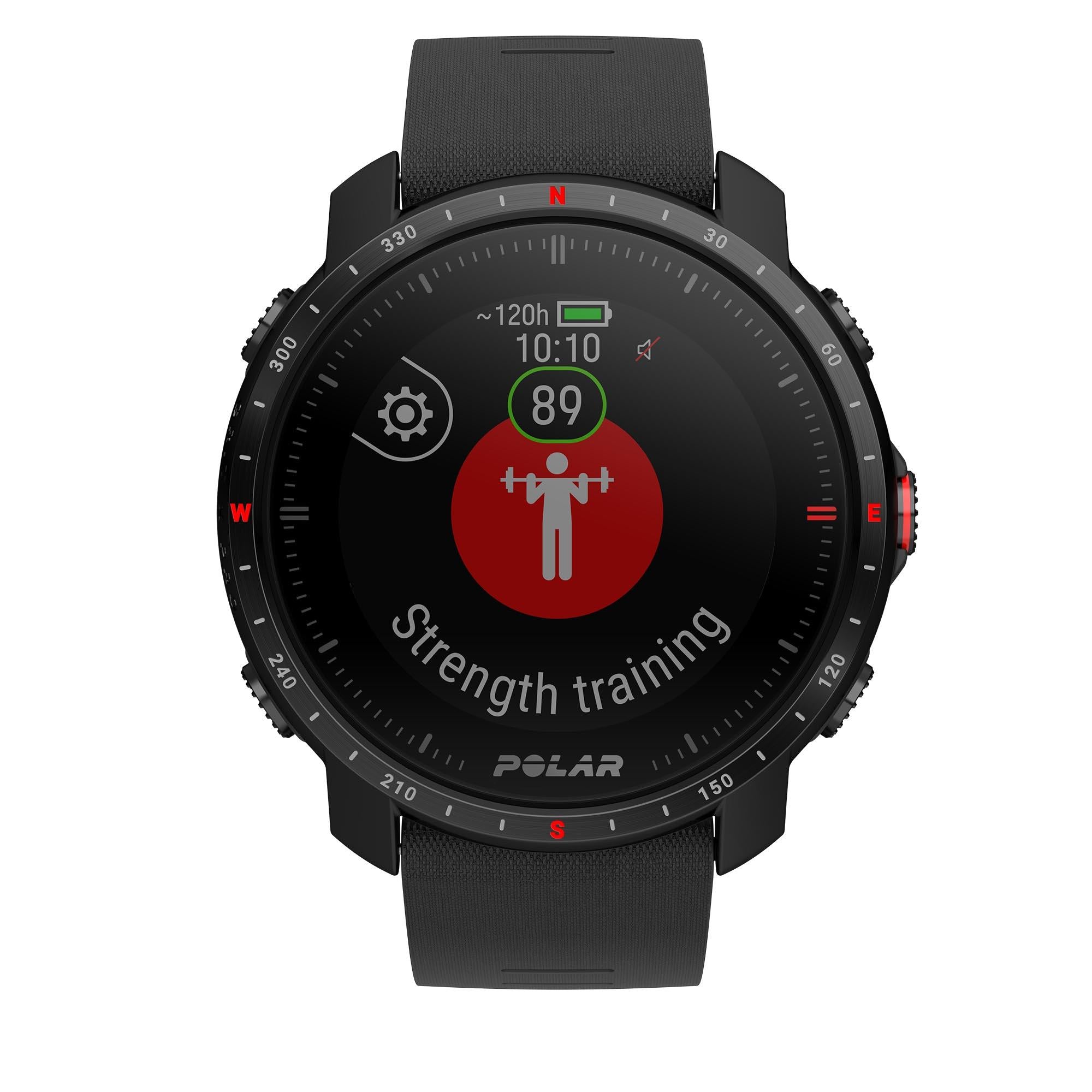 Polar Grit X Pro Black DLC Quartz Black Dial Rubber Strap Watch 90085773
