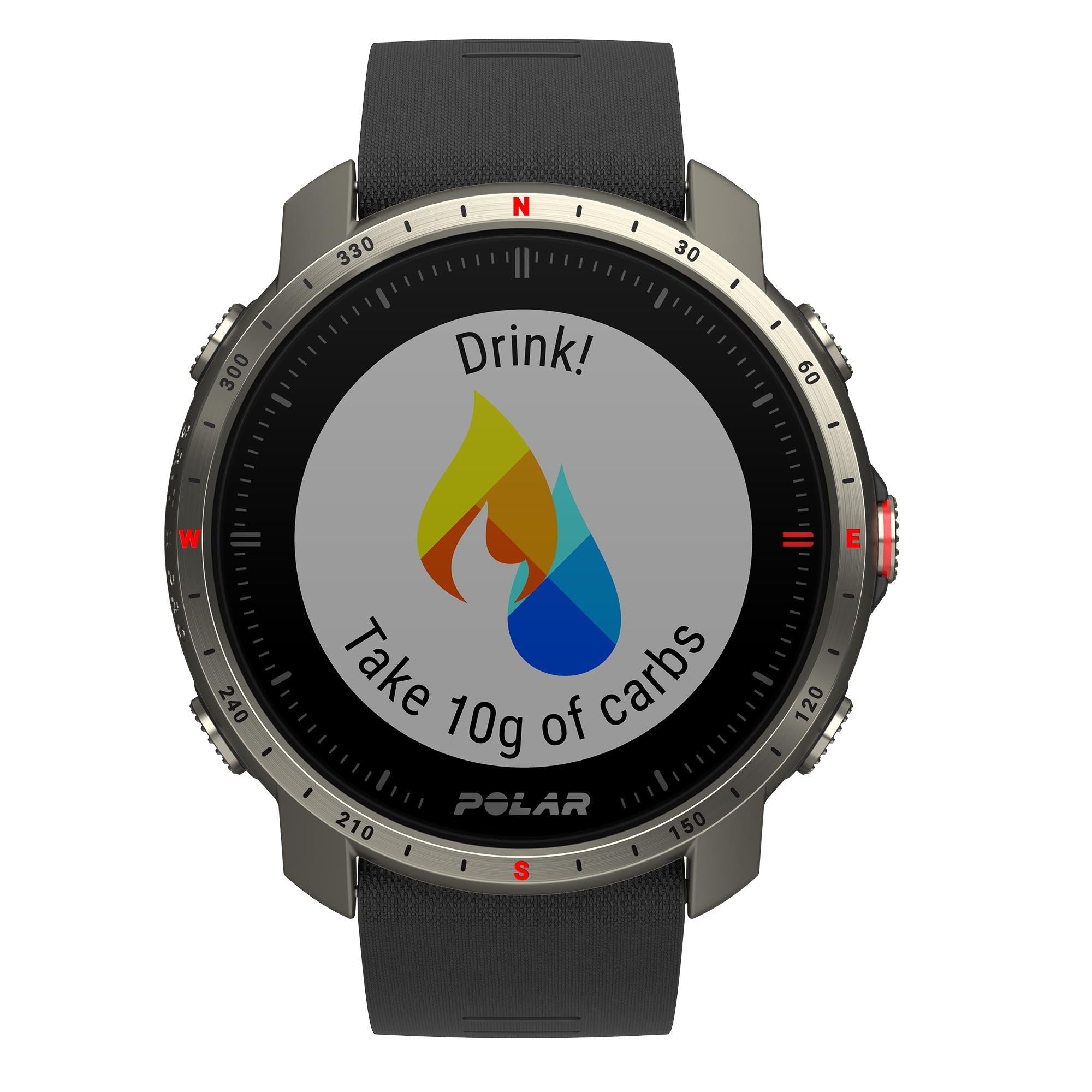 Polar Grit X Pro Titan Grey Quartz Black Dial Rubber Strap Watch 90085777