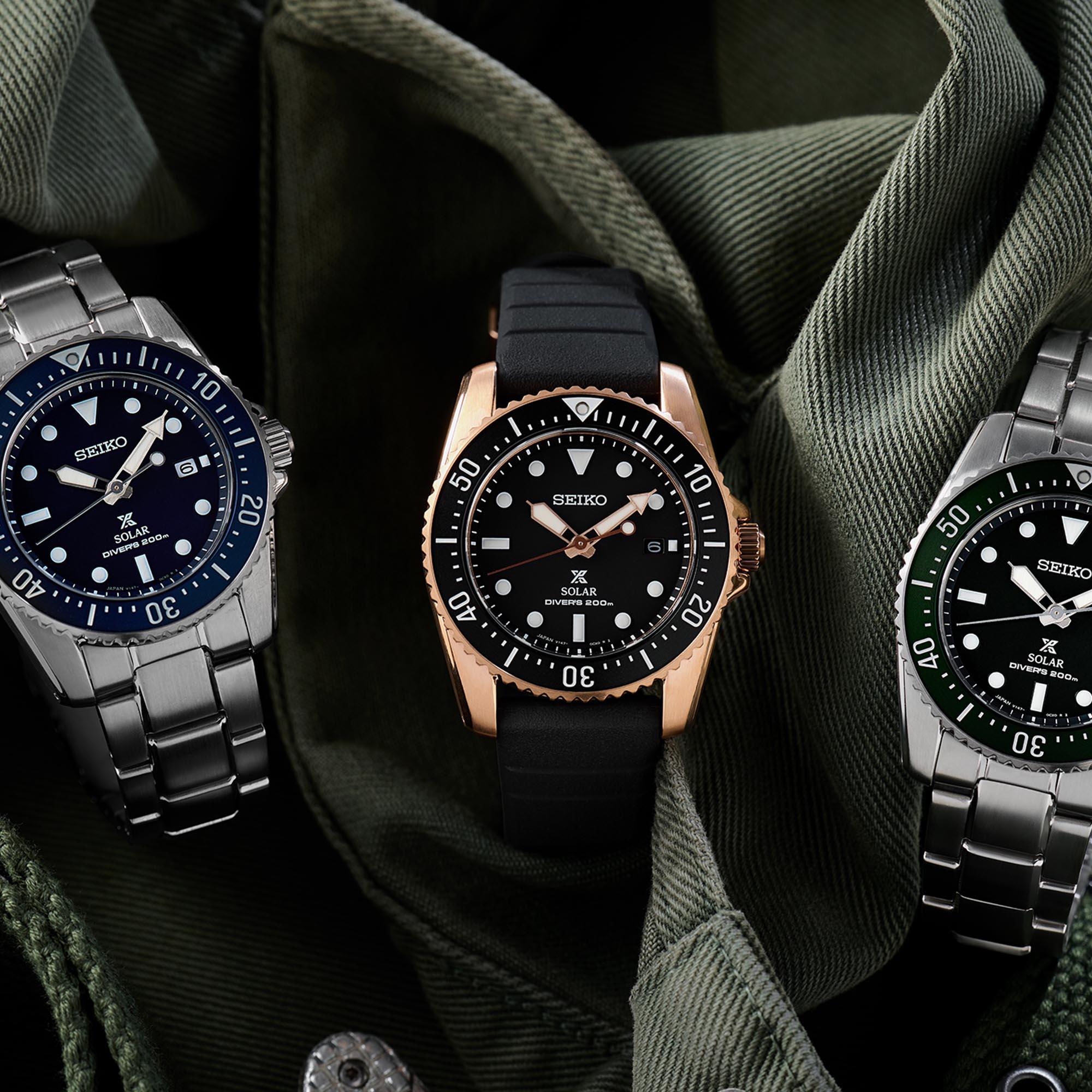 Seiko Prospex Quarz Solar Grünes Zifferblatt Edelstahlarmband Herren Uhr SNE583P1