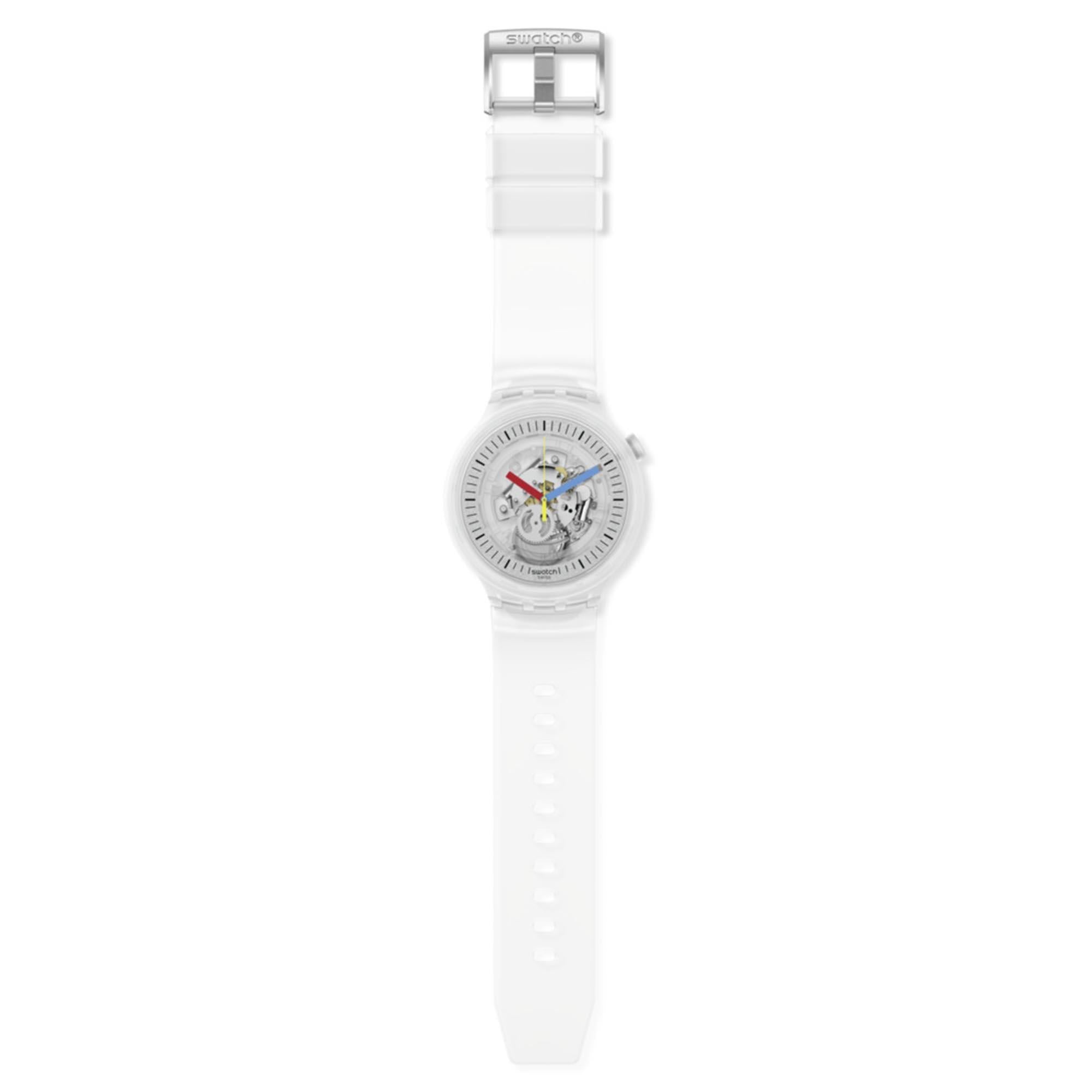 Swatch Clearly Bold Quarz Transparentes Zifferblatt Transparentes Armband Uhr SB01K100