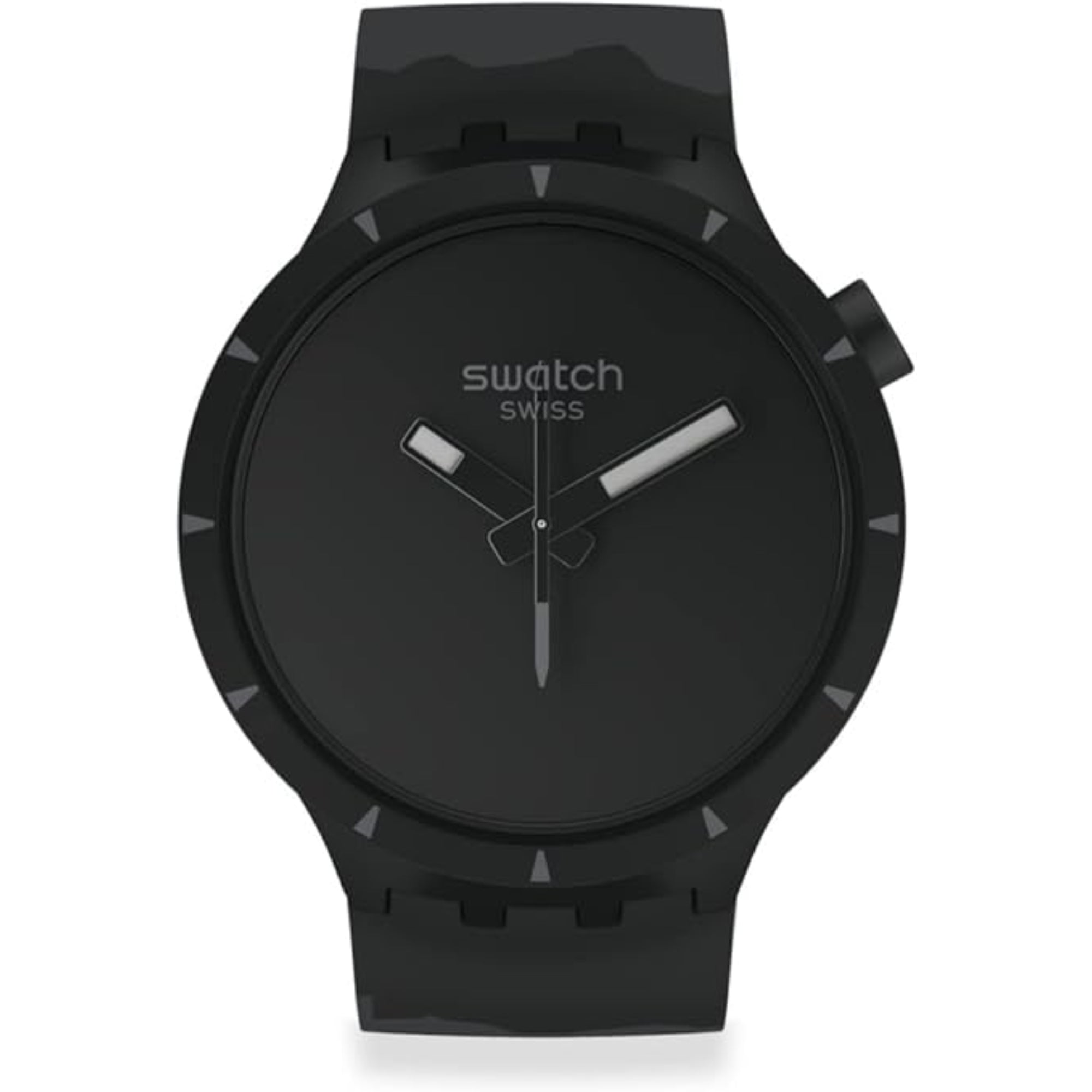 Swatch Big Bold Bioceramic Basalt Quarz Schwarzes Zifferblatt Silikonarmband Uhr SB03B110