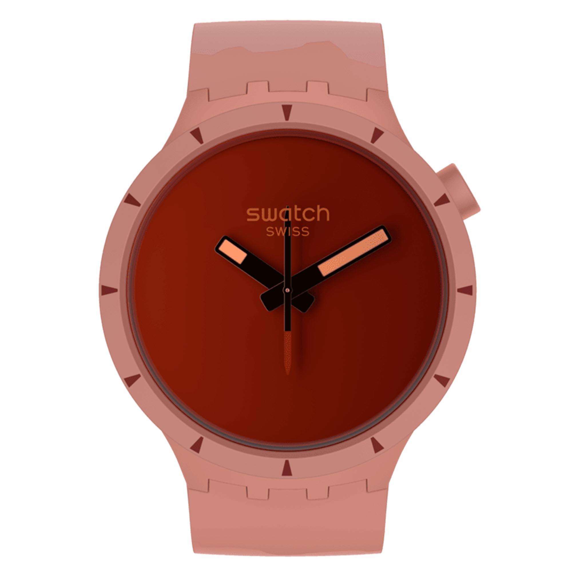 Swatch Big Bold Bioceramic Canyon Quarz Rotes Zifferblatt Silikonarmband Uhr SB03R100