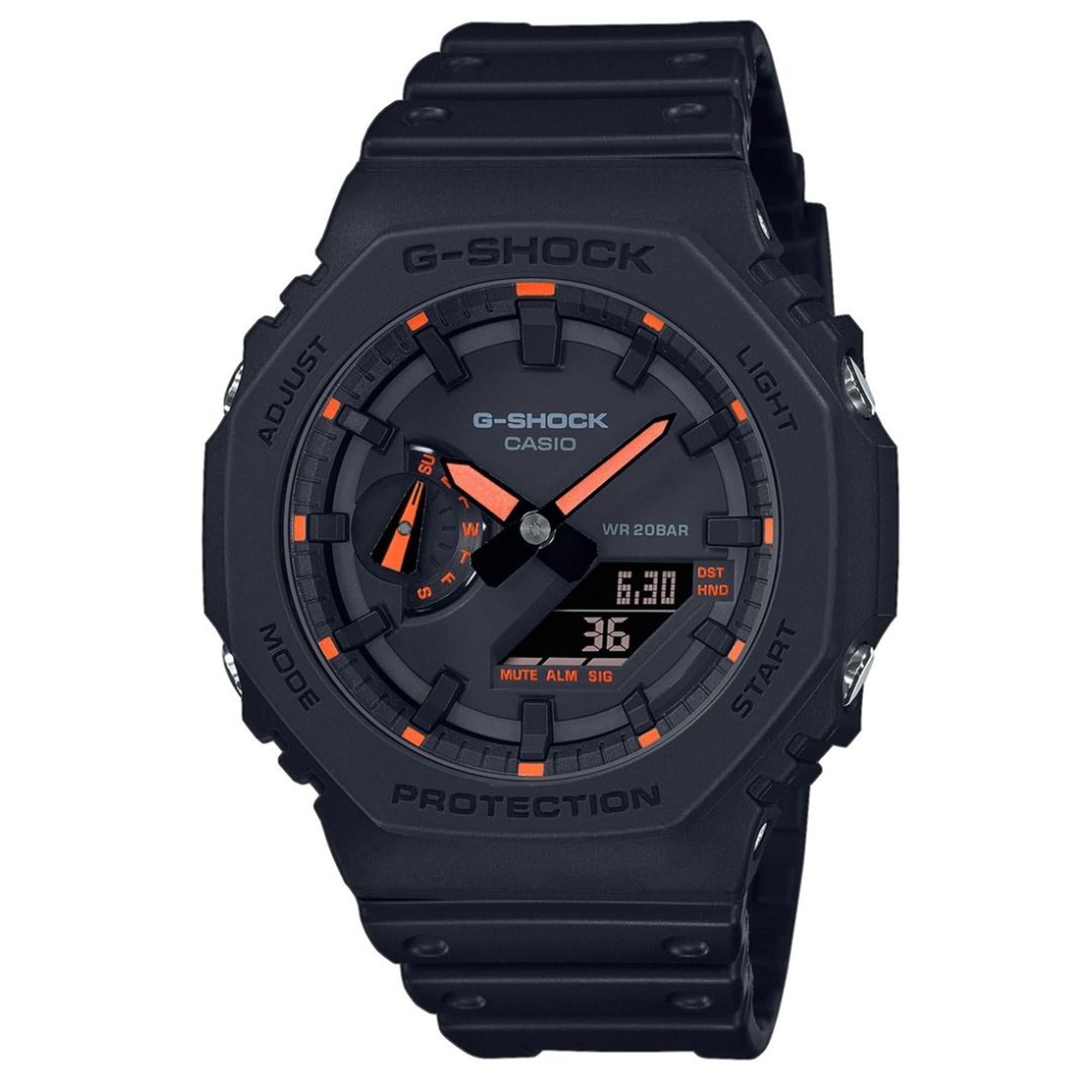 Casio G-Shock Oktagon Serie ‘CasiOak’ Quarz Graues Zifferblatt Graues Silikonarmband Herren Uhr GA-2100-1A4ER
