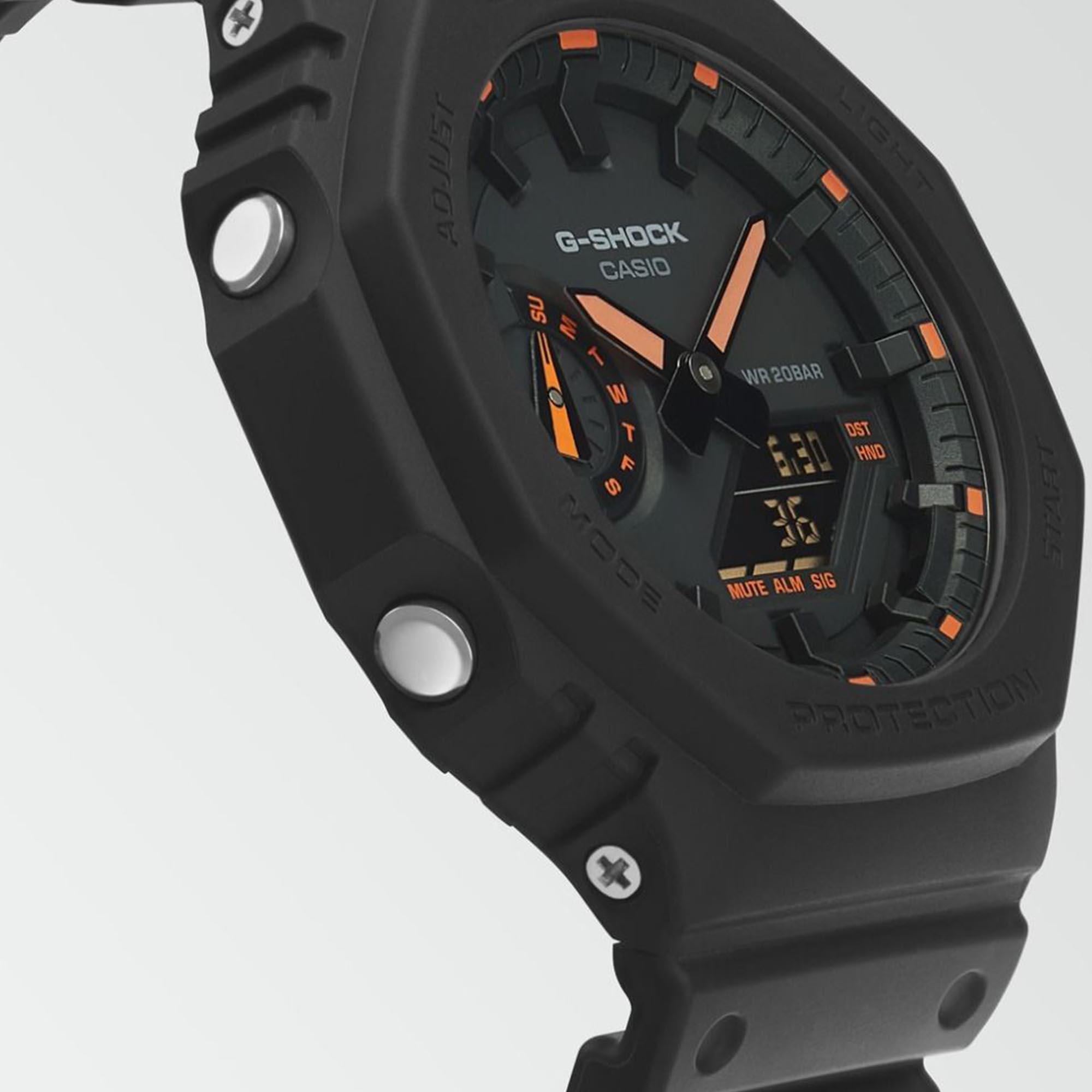 Casio G-Shock Oktagon Serie ‘CasiOak’ Quarz Graues Zifferblatt Graues Silikonarmband Herren Uhr GA-2100-1A4ER