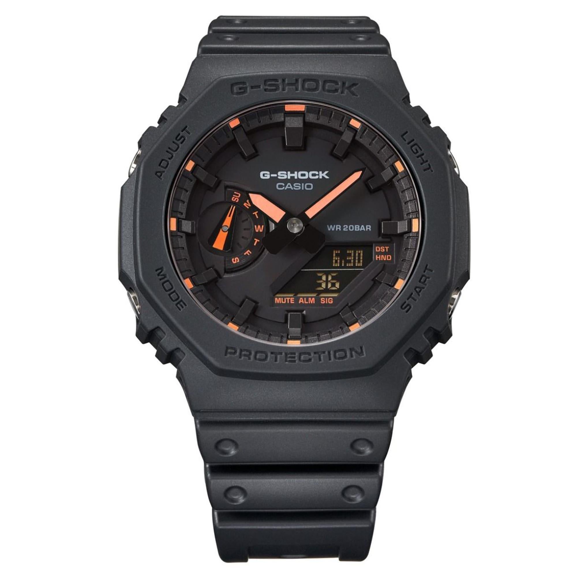 Casio G-Shock Oktagon Serie ‘CasiOak’ Quarz Graues Zifferblatt Graues Silikonarmband Herren Uhr GA-2100-1A4ER