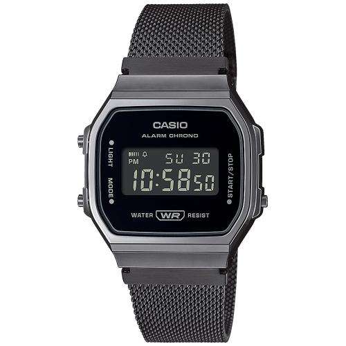 Casio Collection Quarz Schwarzes Zifferblatt Gunmetal Grau Edelstahlarmband Uhr A168WEMB-1BEF