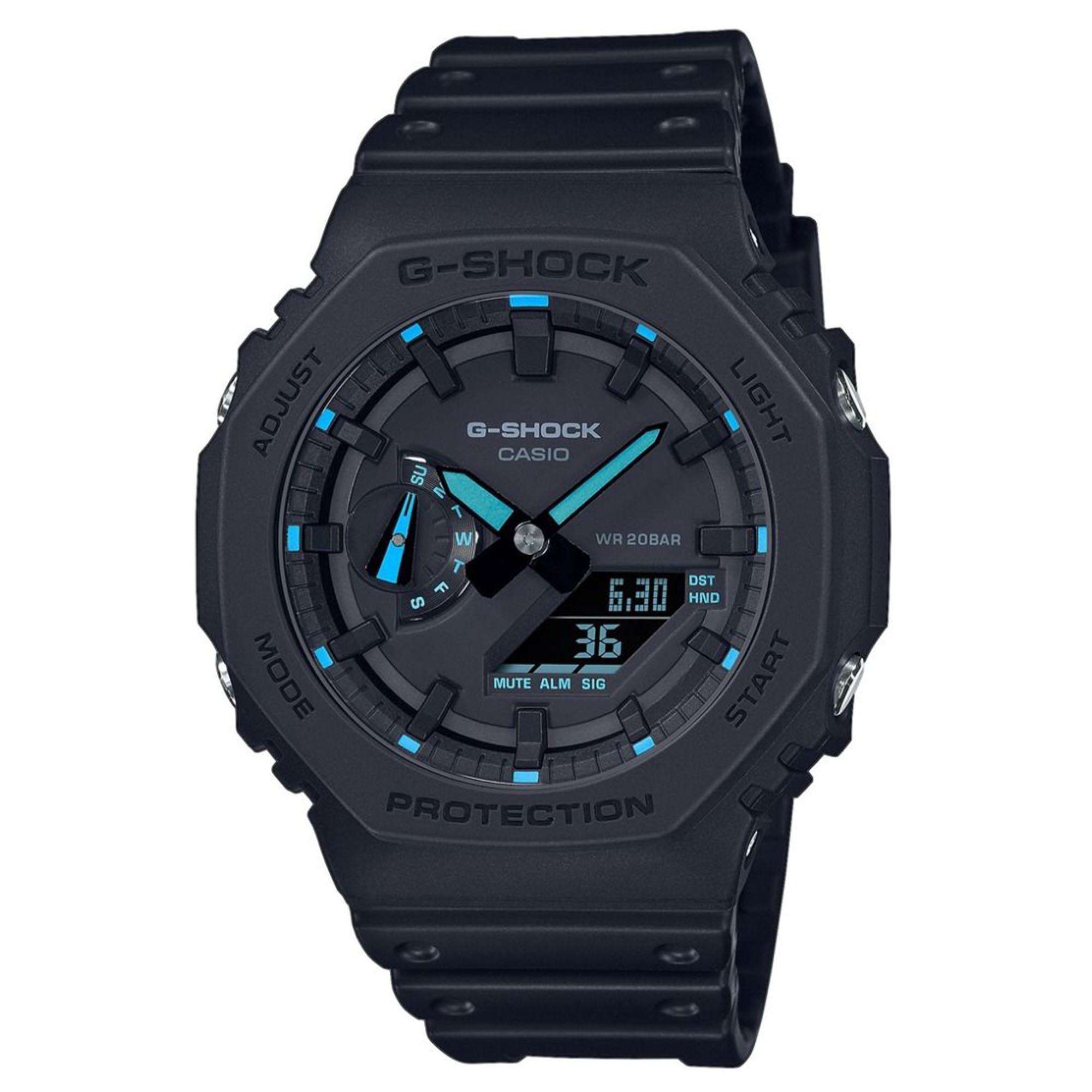 Casio G-Shock Oktagon Serie ‘CasiOak’ Quarz Digital Schwarzes Harzarmband Herren Uhr GA-2100-1A2ER