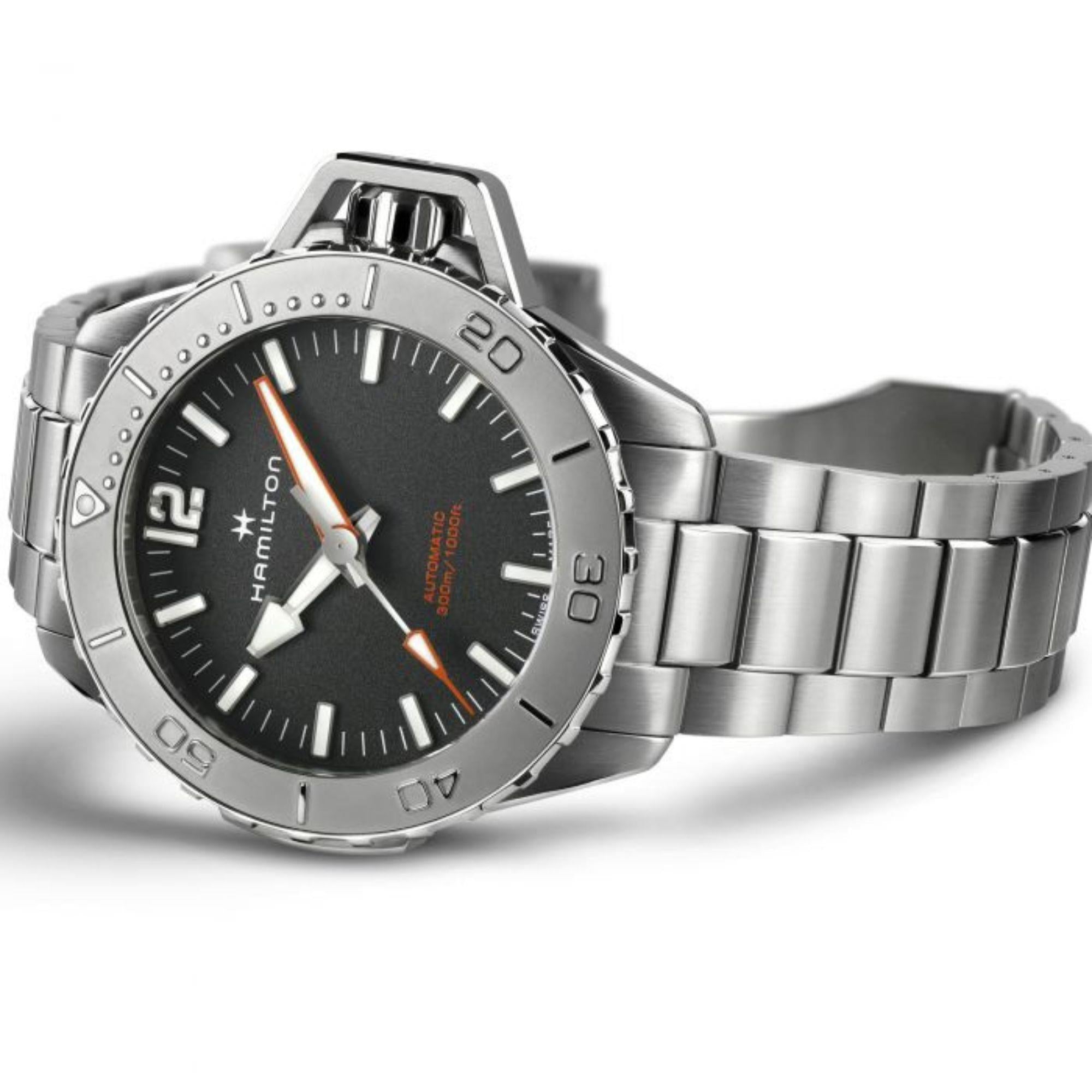 Hamilton Khaki Navy 46mm Schwarzes Zifferblatt Stahl Herren Automatik Uhr H77815130