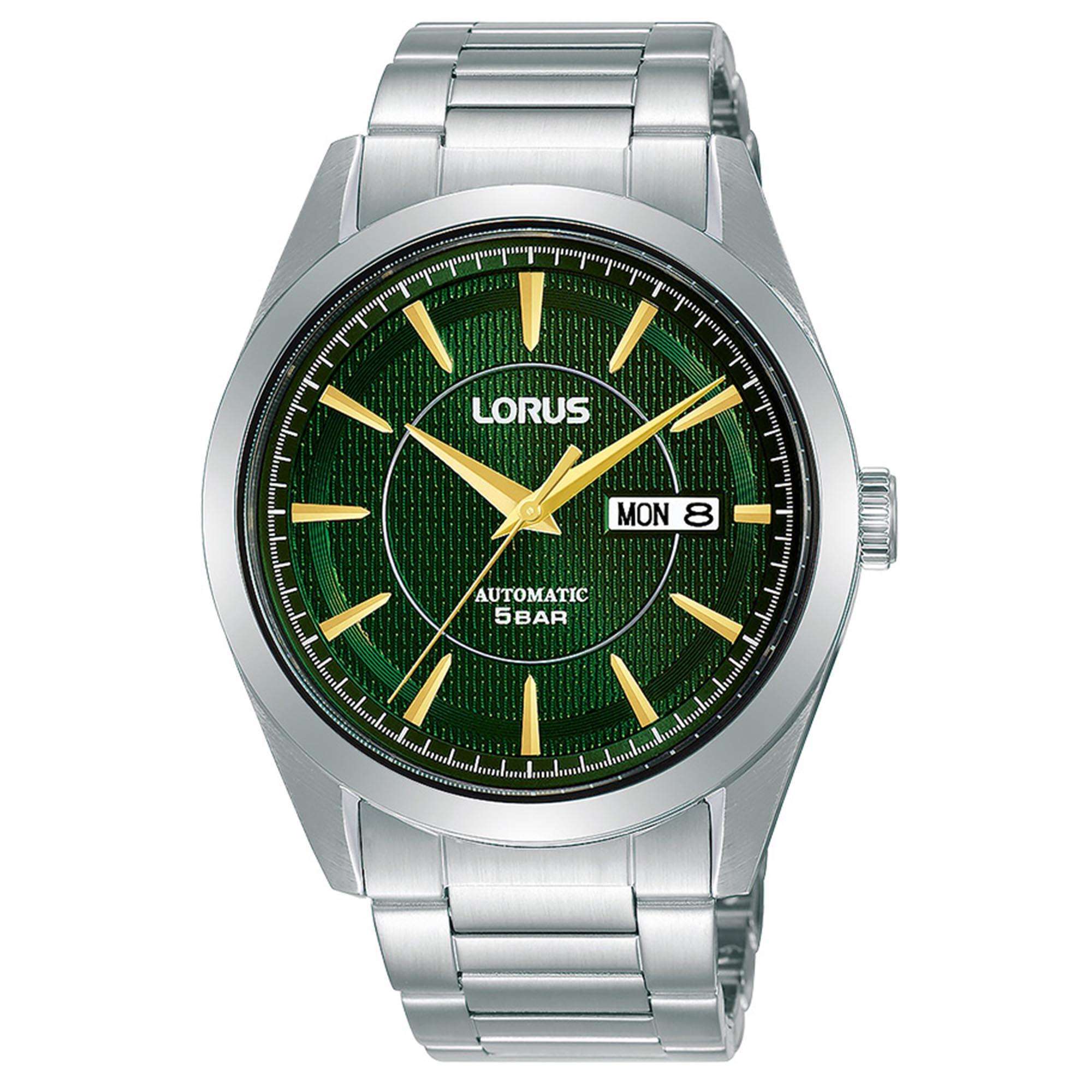 Lorus Classic Automatik Grünes Zifferblatt Edelstahl Armband Herren Uhr RL439AX9