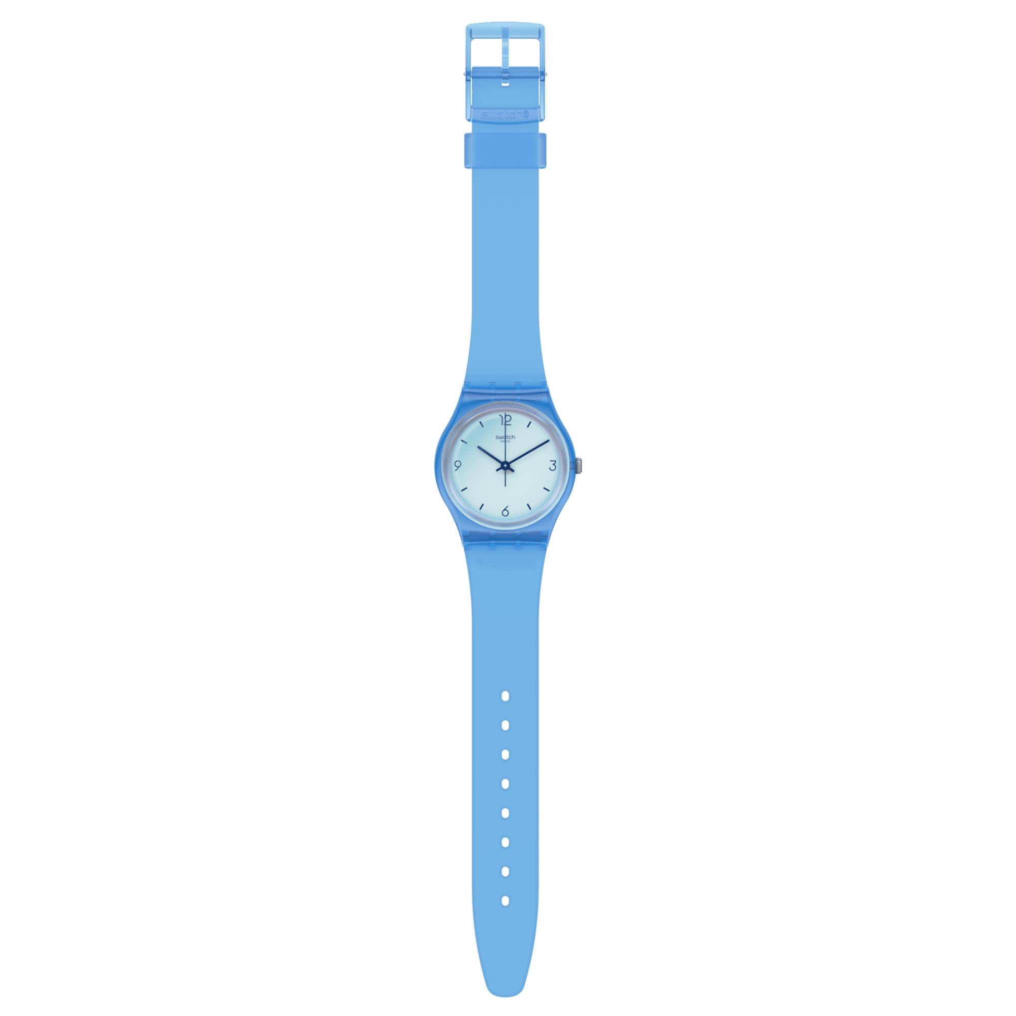 Swatch Gent Swan Ocean Quartz Blue Dial Blue Transparent Silicone Watch GS165