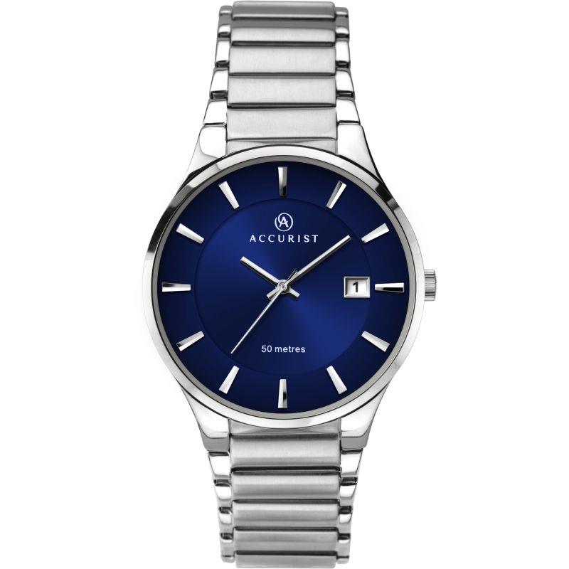 Accurist Quartz Blue Dial Stainless Steel Bracelet Signature Mens Watch 7217