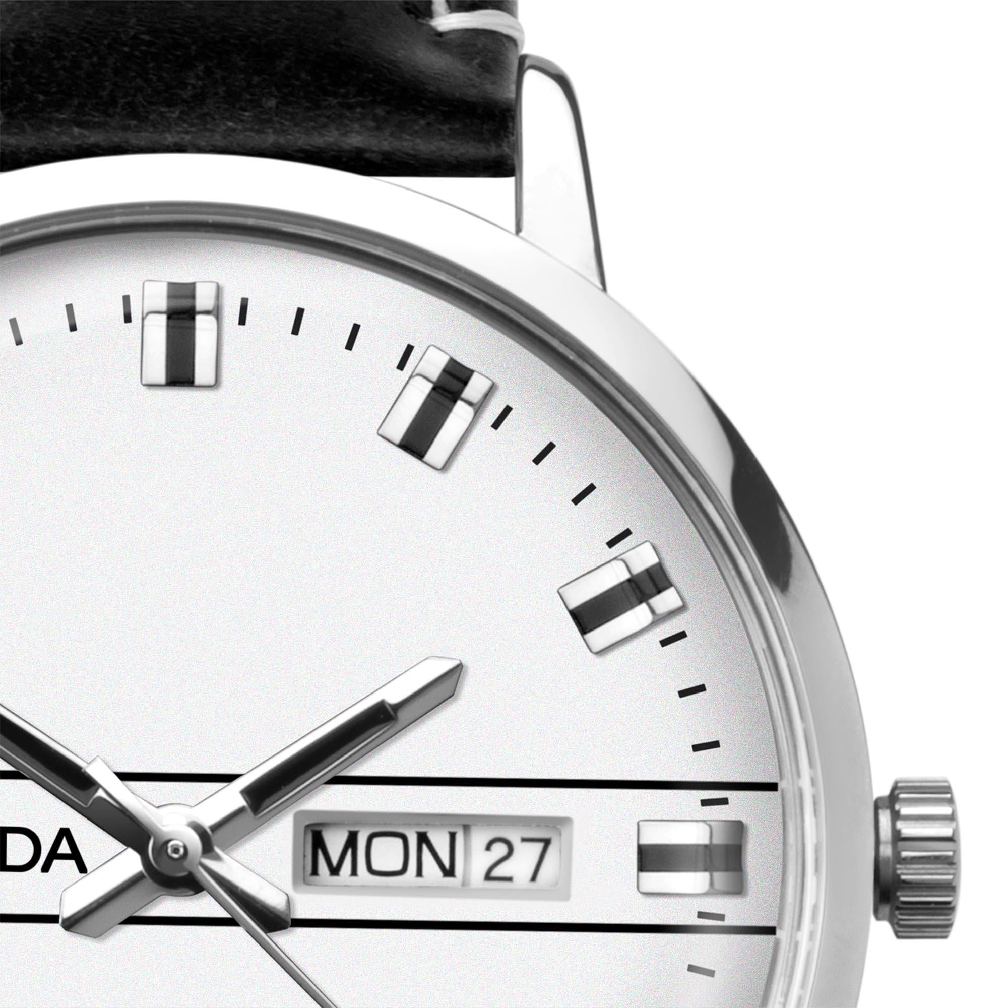 Sekonda Classic Quarz Weißer Zifferblatt Schwarzer Lederarmband Herren Uhr 1948