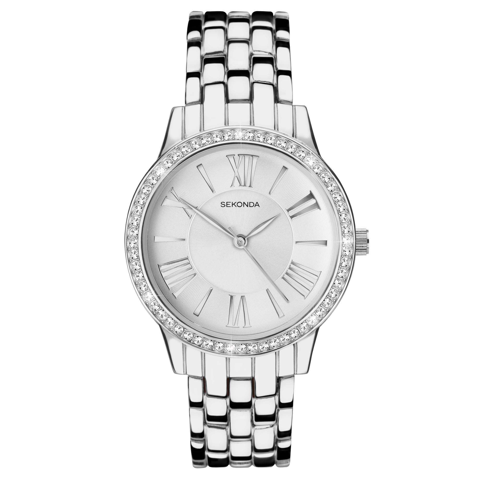 Sekonda Hero Quarz Weißes Zifferblatt Edelstahlarmband Damen Uhr 40348