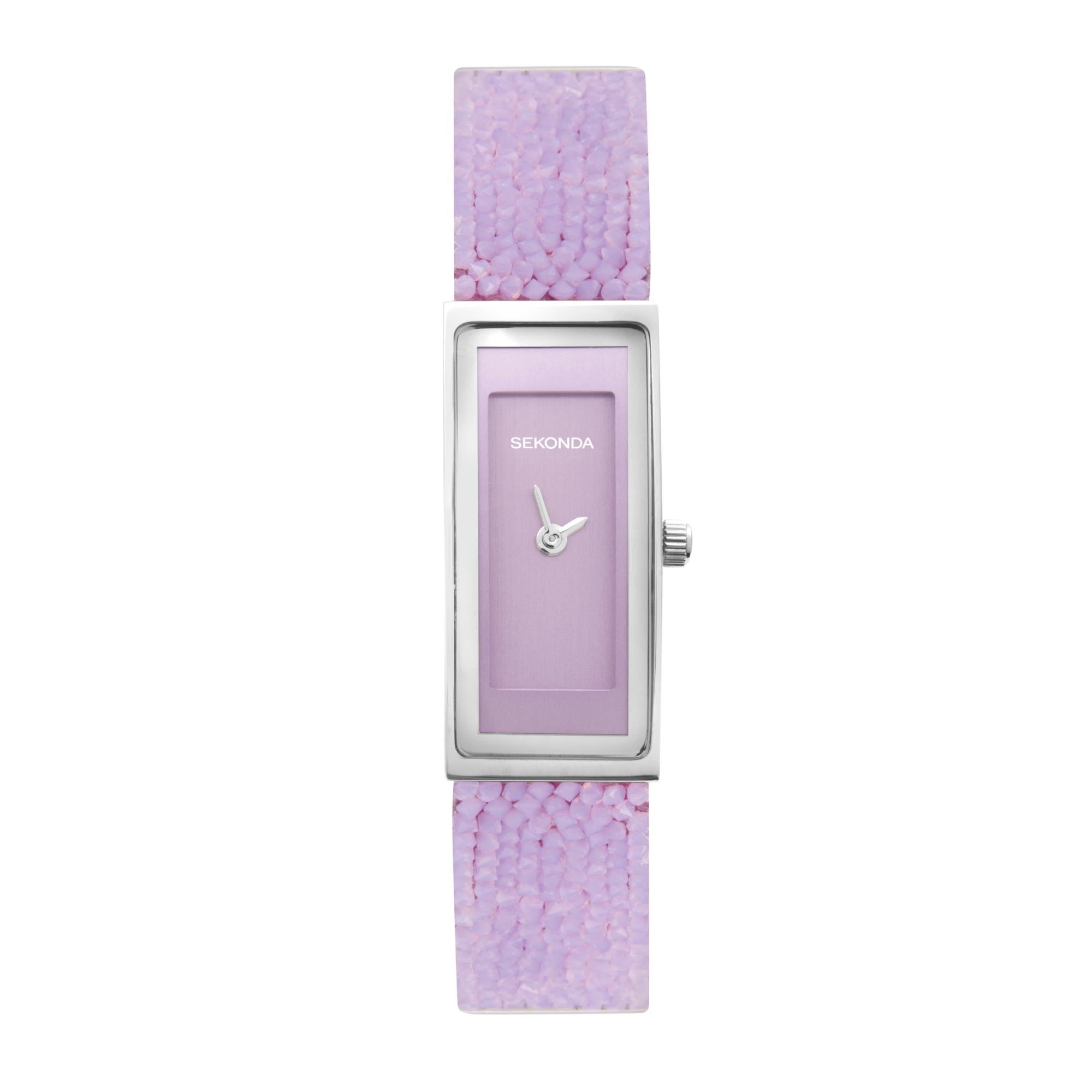 Sekonda Pastel Rocks Quartz Lilafarbenes Zifferblatt Lilafarbenes Armband Damen Uhr 40375