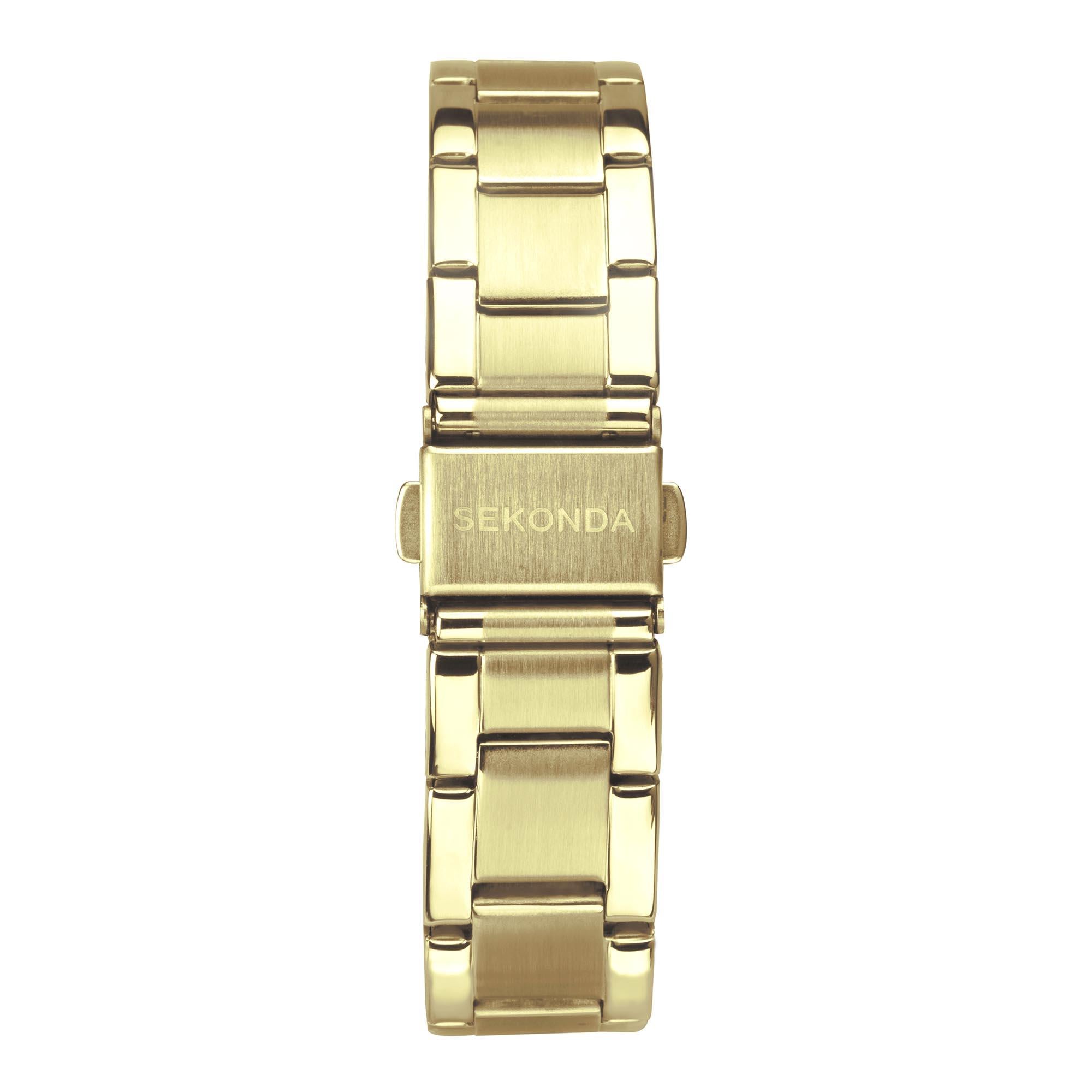 Sekonda Classic Colour Pop Quarz Champagner Zifferblatt Gold PVD Edelstahlarmband Damen Uhr 40428