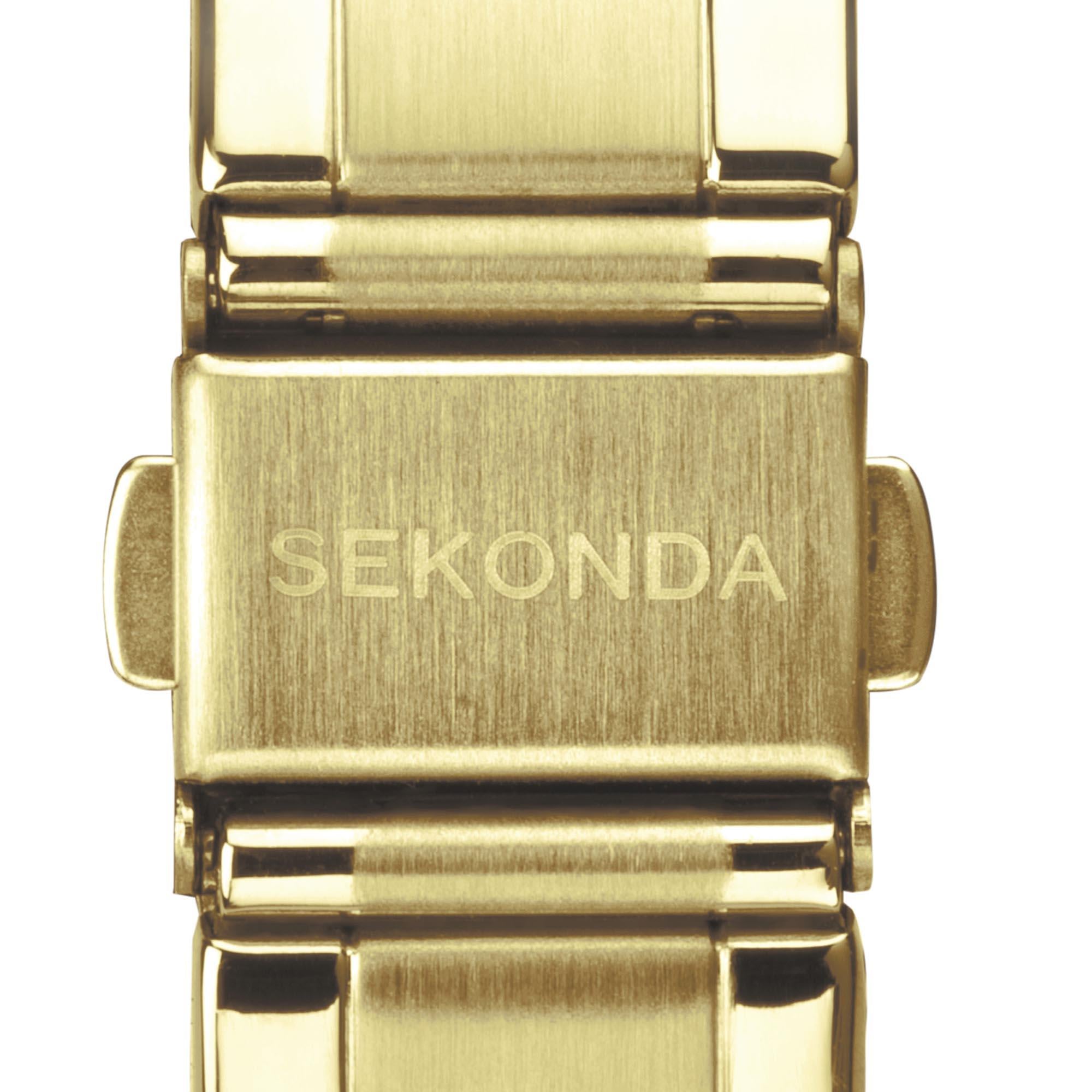 Sekonda Classic Colour Pop Quarz Champagner Zifferblatt Gold PVD Edelstahlarmband Damen Uhr 40428