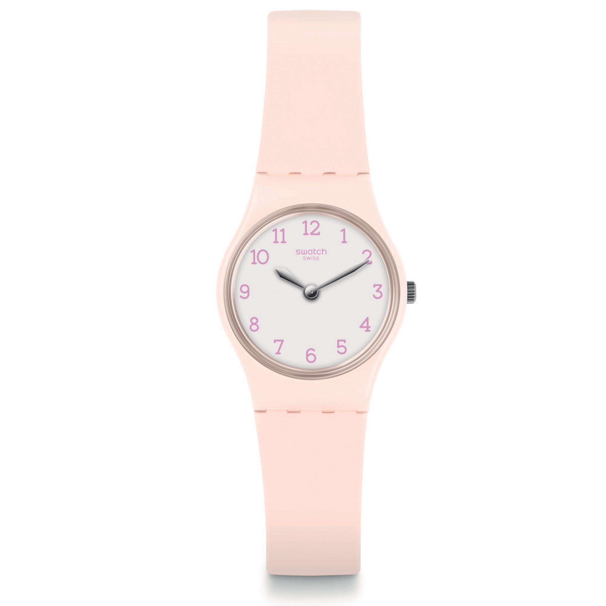 Swatch Original Gent Pinkbelle Weißes Zifferblatt Silikonarmband Damen Uhr LP150