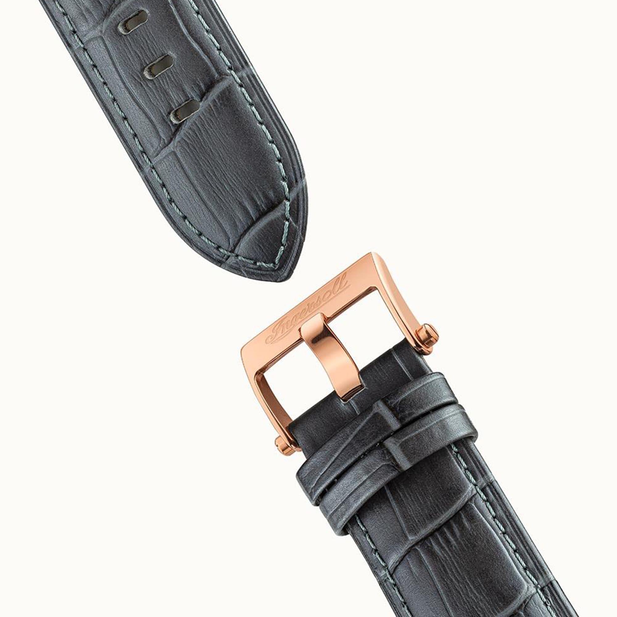 Ingersoll The Regent Automatik Schwarz Zifferblatt Lederarmband Herren Uhr I00302B