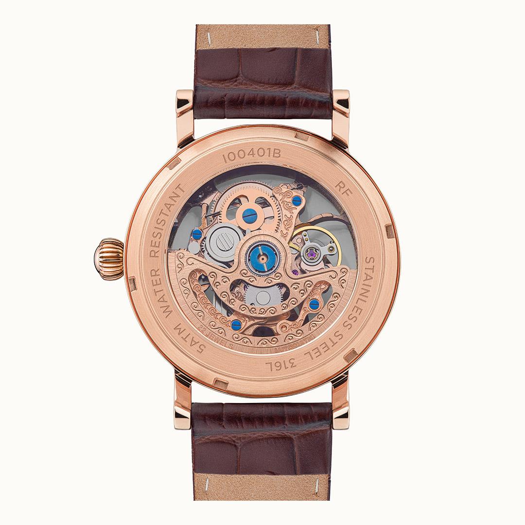 Ingersoll 'The Herald' Automatik Silber Zifferblatt Braun Lederarmband Herren Uhr I00401B