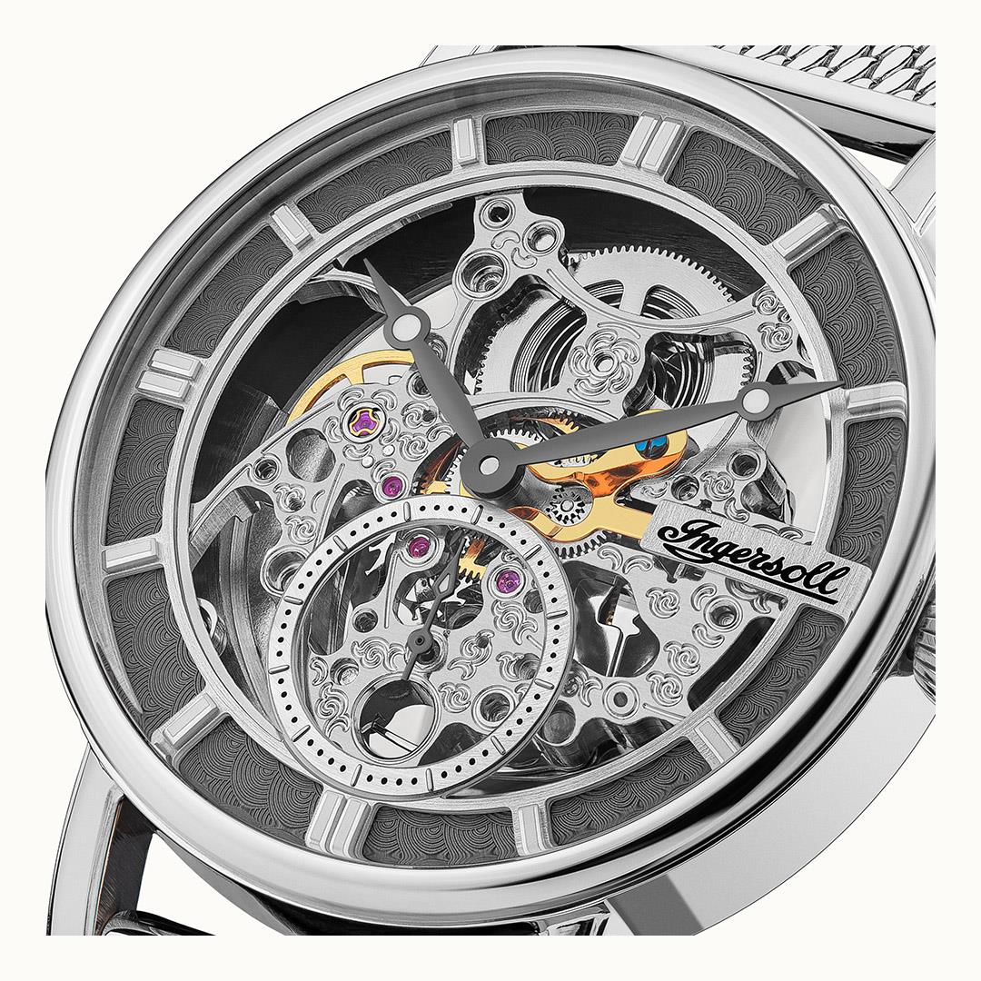 Ingersoll The Herald Automatik Graues Zifferblatt Mailänder Armband Herren Uhr I00405B