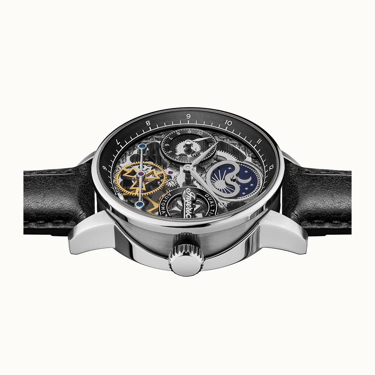 Ingersoll The Jazz Automatik Schwarzes Zifferblatt Schwarzes Lederarmband Herren Uhr I07701