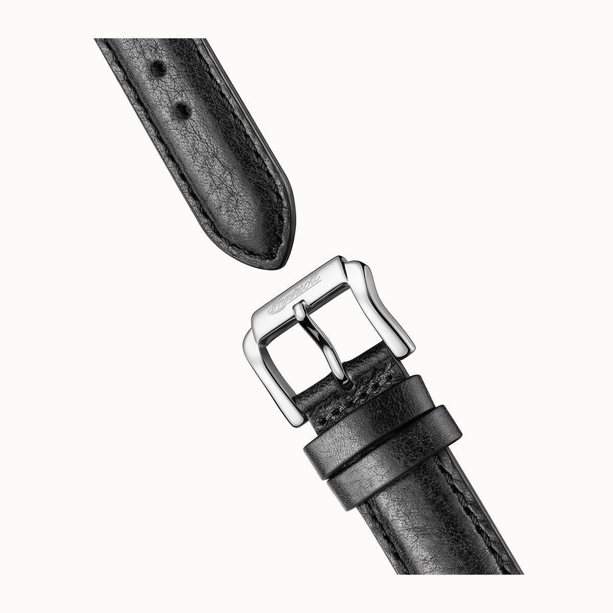 Ingersoll The Jazz Automatik Schwarzes Zifferblatt Schwarzes Lederarmband Herren Uhr I07701
