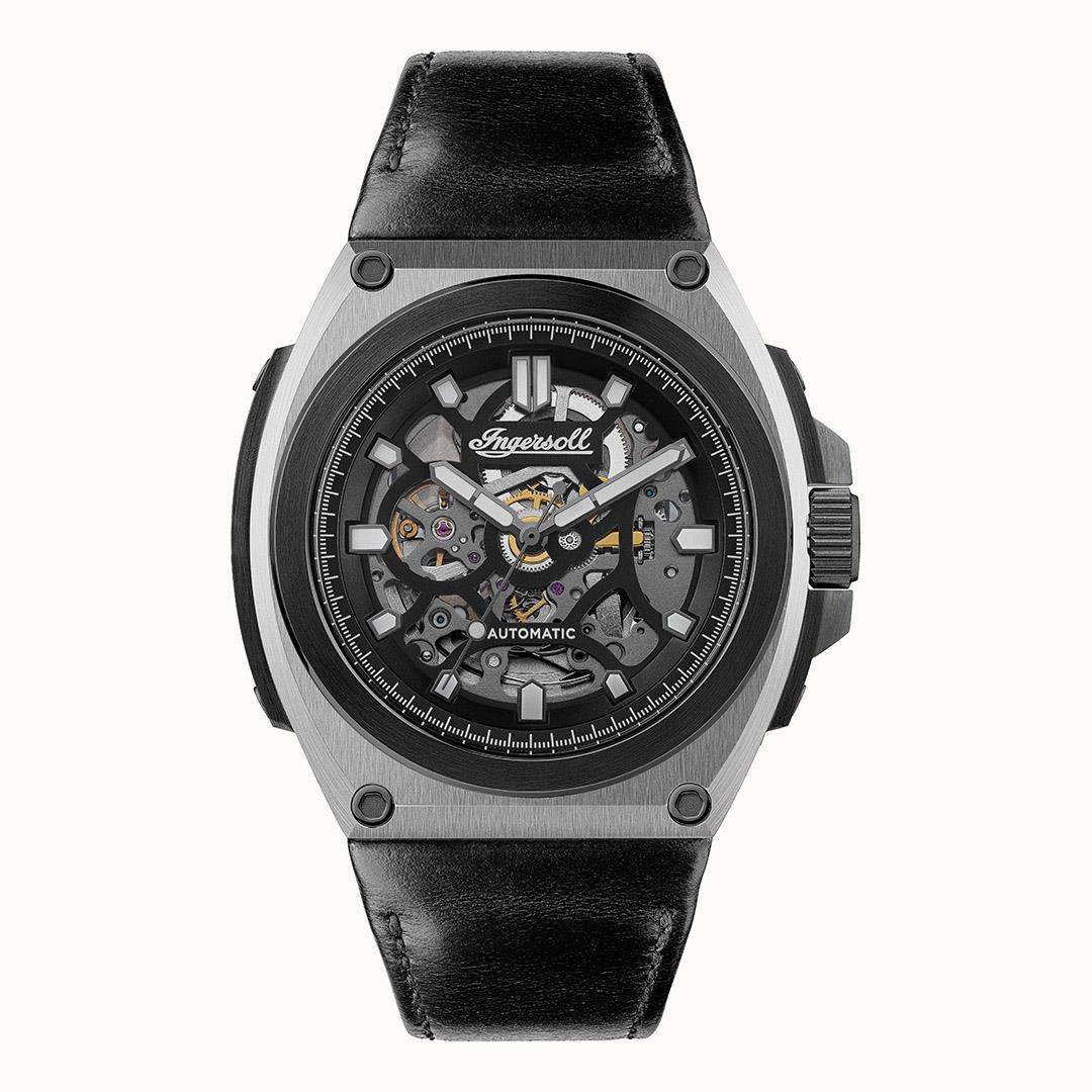 Ingersol The Motion Automatische Schwarze Zifferblatt Lederarmband Herren Uhr I11702B