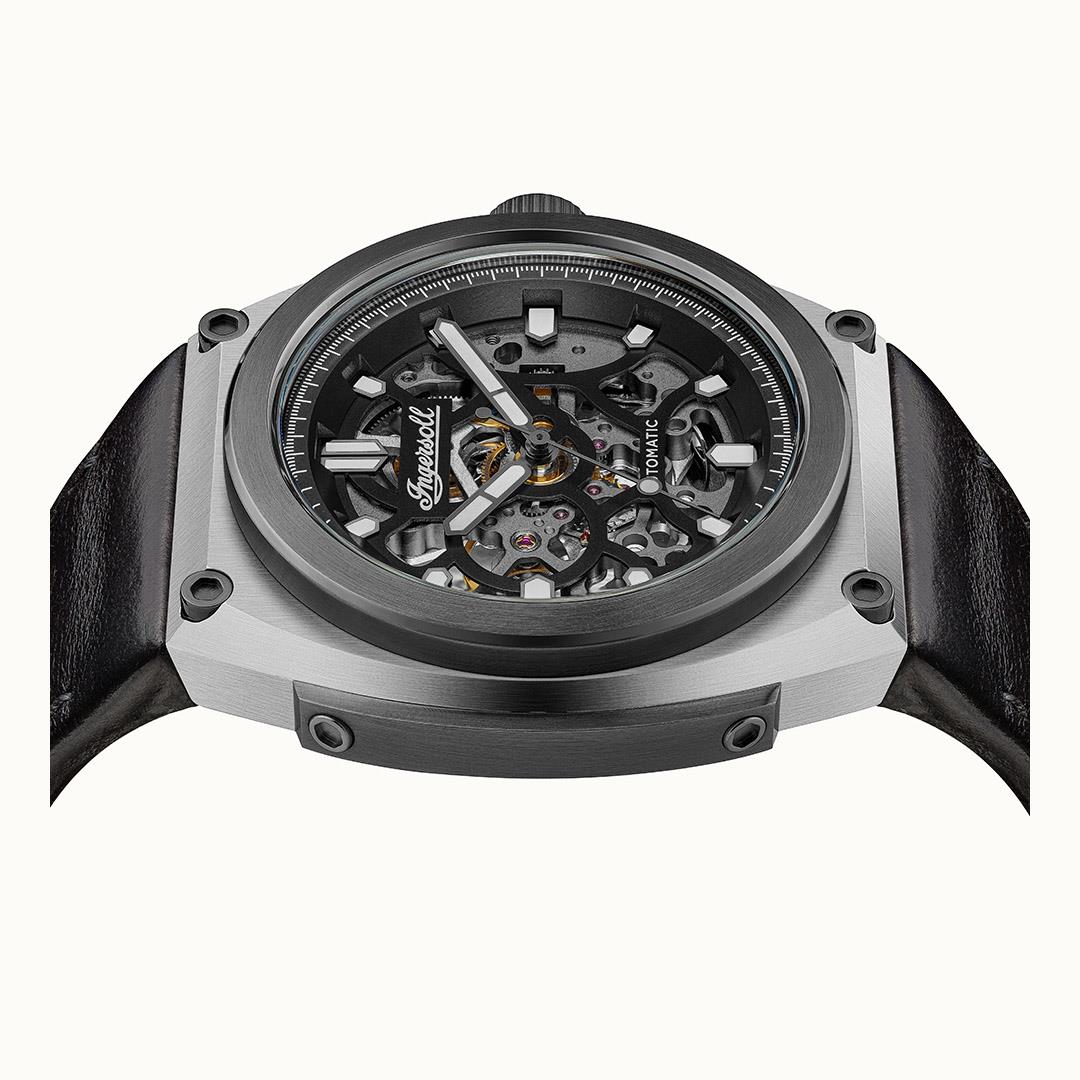 Ingersol The Motion Automatische Schwarze Zifferblatt Lederarmband Herren Uhr I11702B