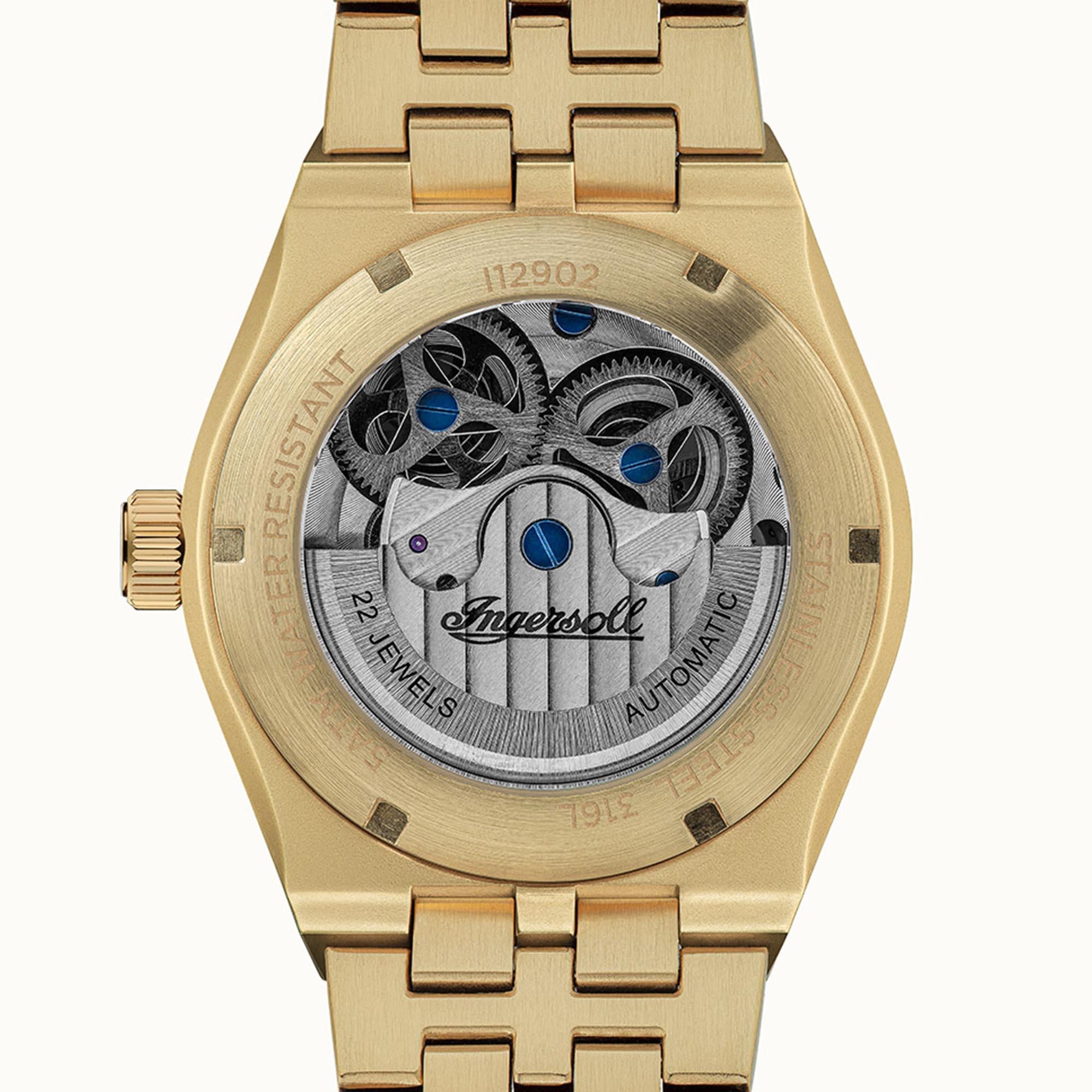 Ingersoll The Broadway Automatic Brown Dial Gold PVD Stainless Steel Bracelet Men's Watch I12902