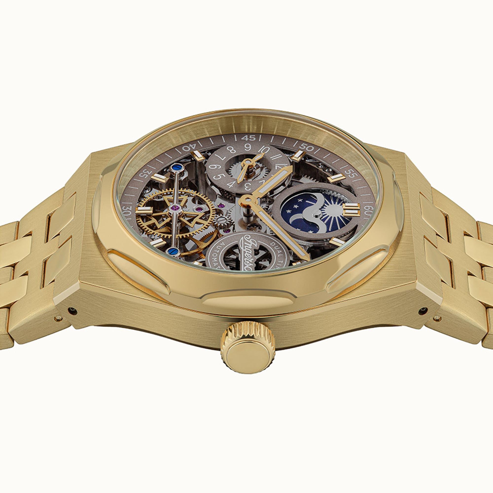 Ingersoll The Broadway Automatic Brown Dial Gold PVD Stainless Steel Bracelet Men's Watch I12902