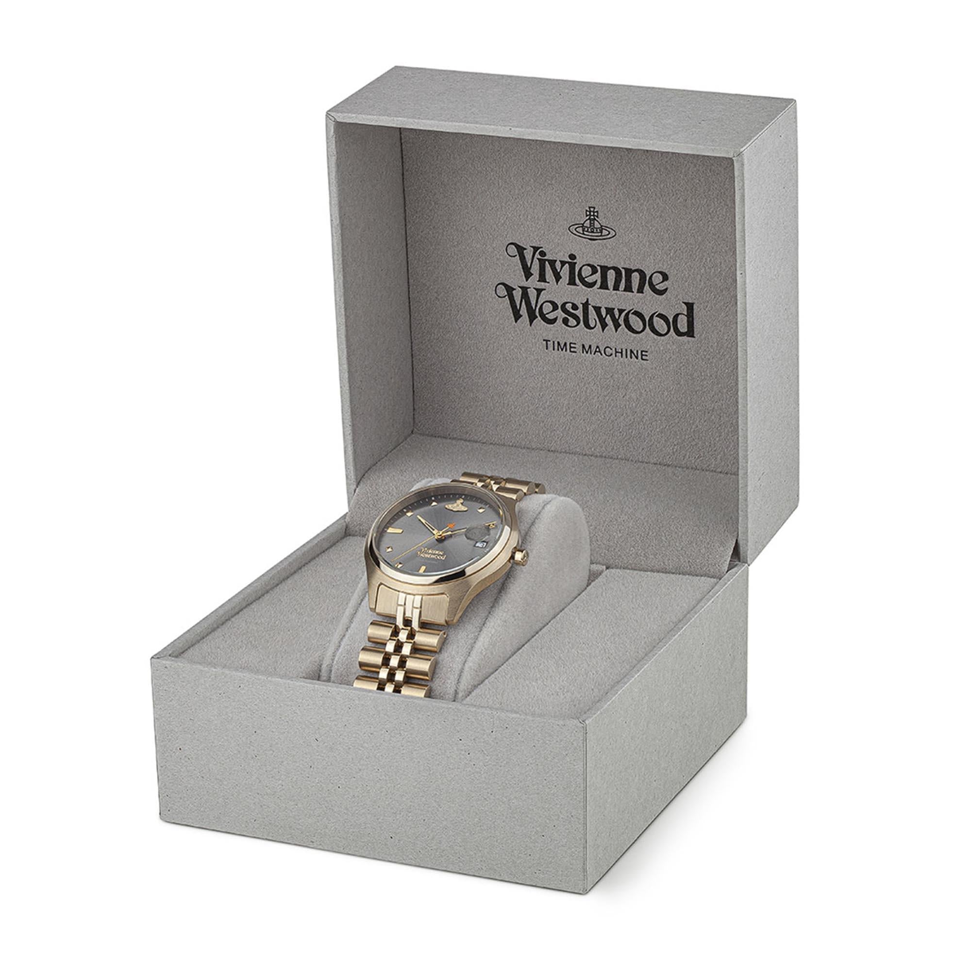 Vivienne Westwood Camberwell Quarz Graues Zifferblatt Gold Edelstahlarmband Damen Uhr VV261GYGD