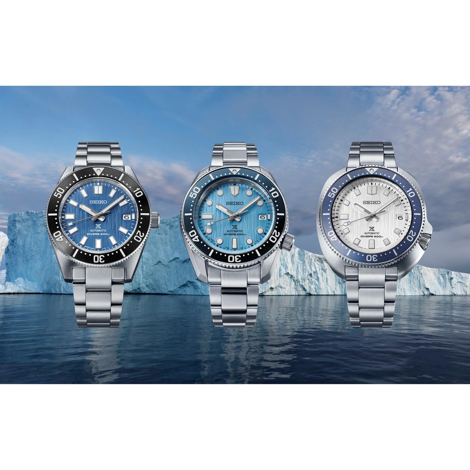 Seiko Prospex Glacier Save The Ocean 1968 Neuinterpretation Automatik Blaues Zifferblatt Edelstahlarmband Herren Uhr SPB299J1