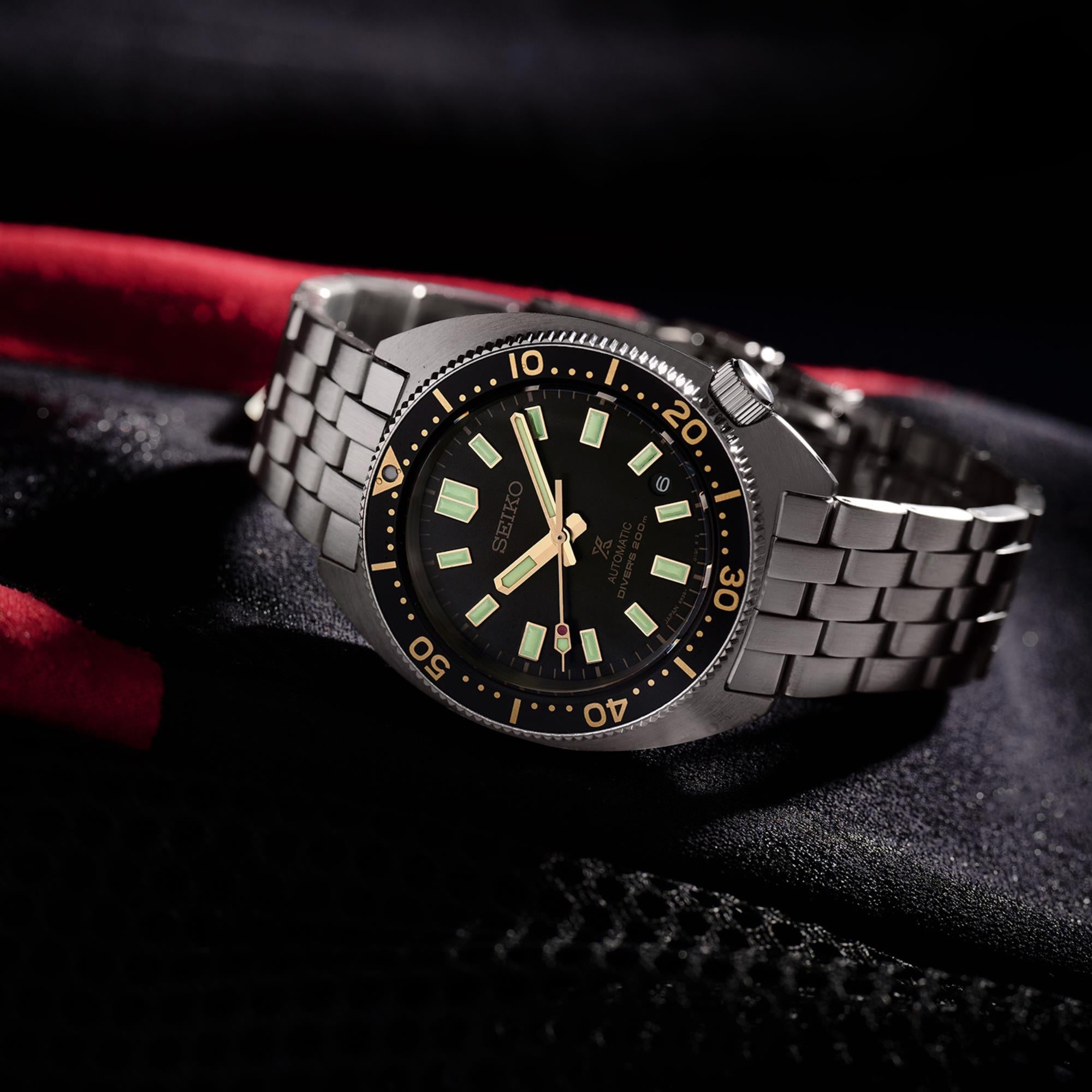 Seiko Prospex Heritage Turtle 1968 Nachbildung Automatik Schwarzes Zifferblatt Edelstahlarmband SPB315J1