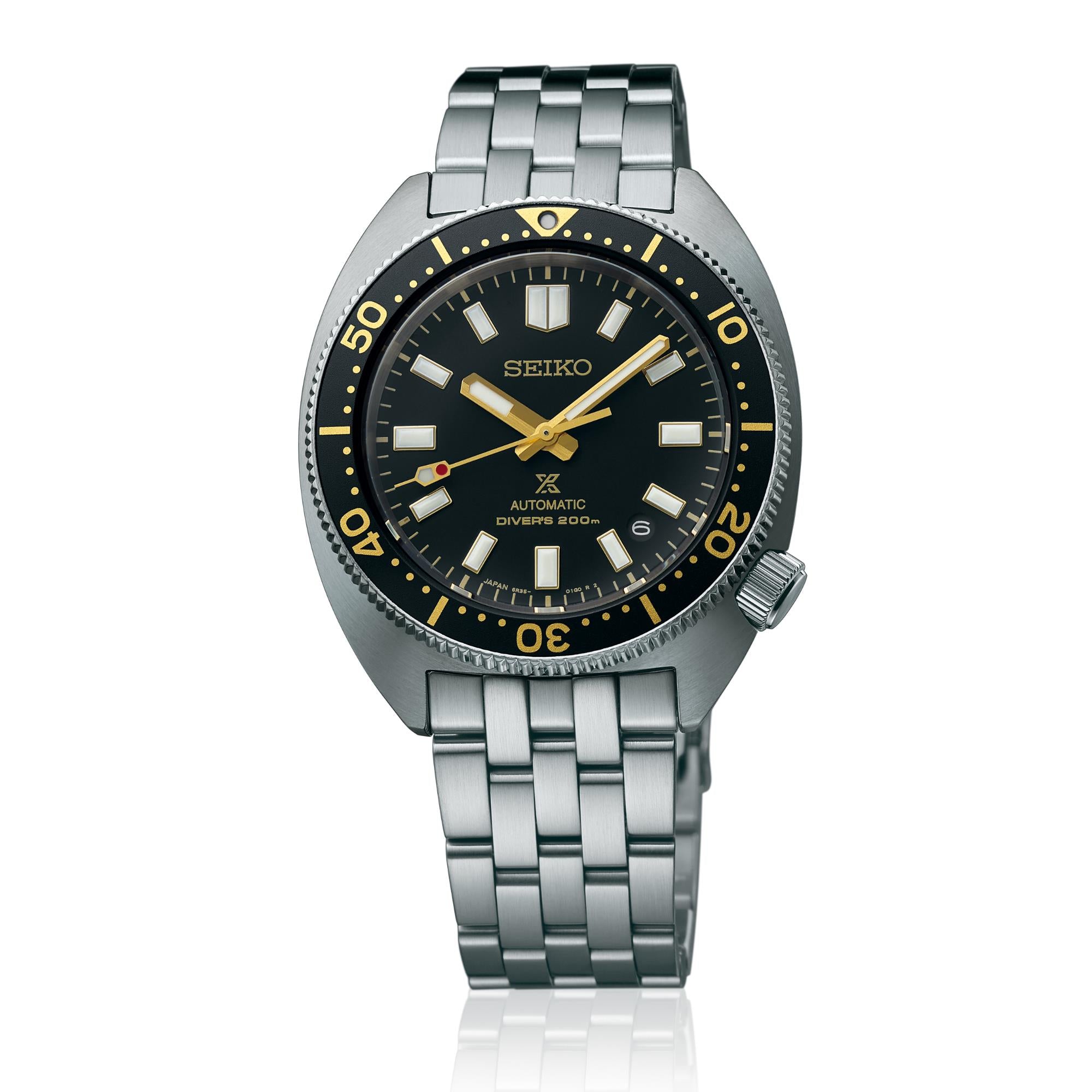 Seiko Prospex Heritage Turtle 1968 Nachbildung Automatik Schwarzes Zifferblatt Edelstahlarmband SPB315J1
