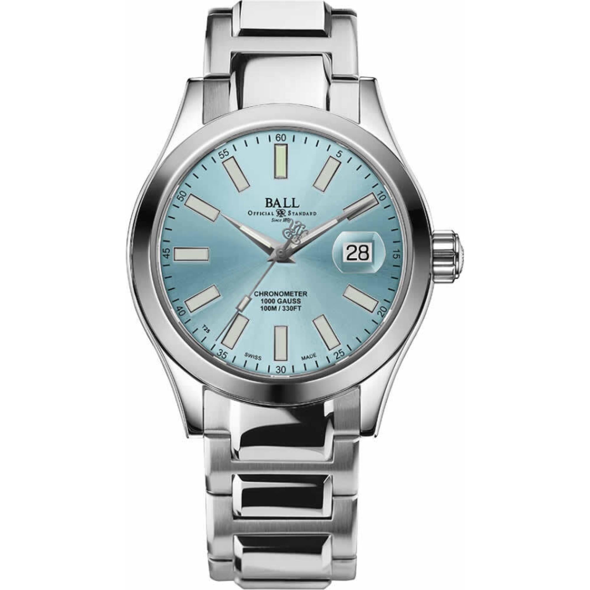 BALL Engineer III Marvelight Chronometer Eisblaues Zifferblatt Edelstahl Herren Uhr NM9026C-S6CJ-IBE