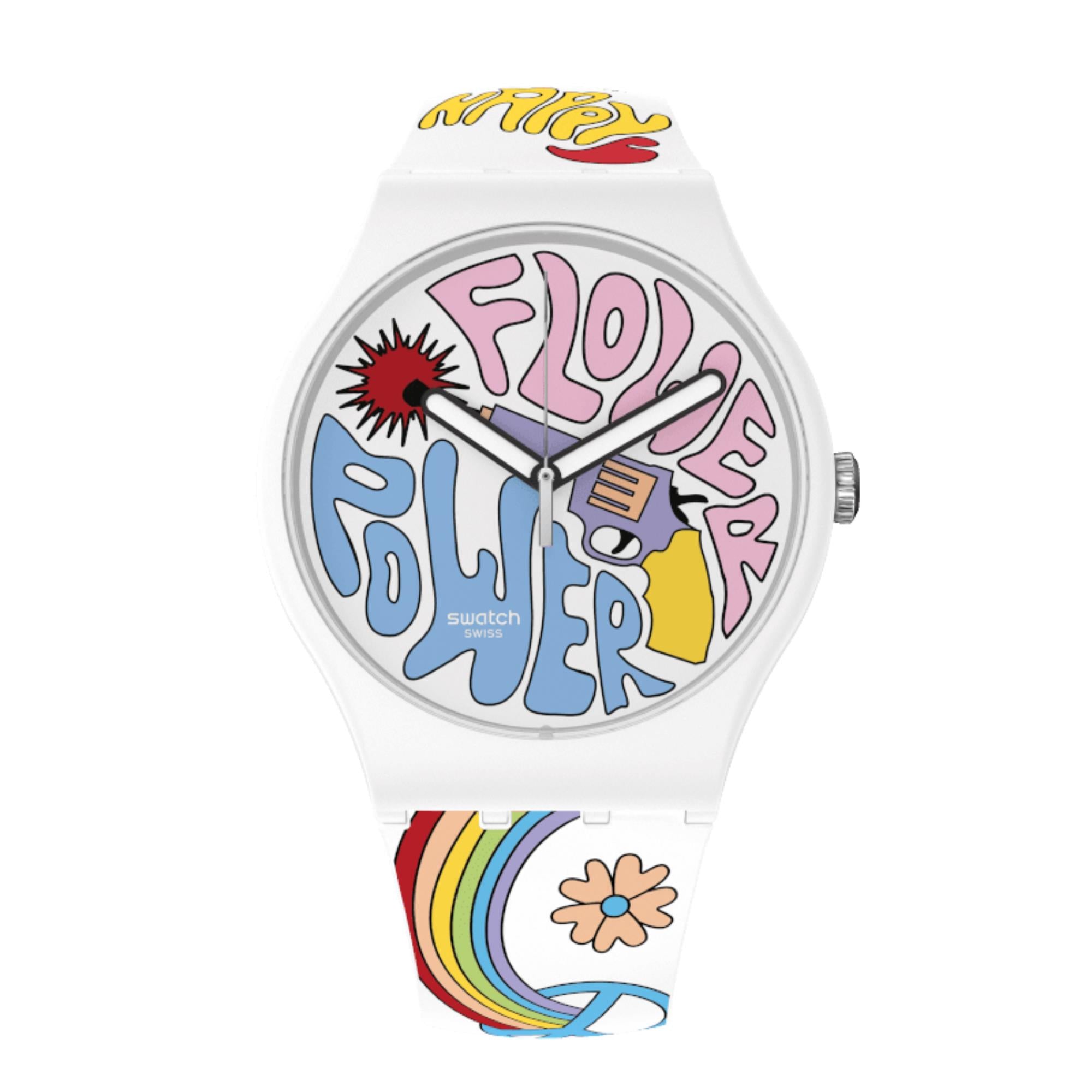Swatch New Gent Bioceramic Power Of Peace Quartz Multi-Coloured Dial Silicone Watch SO32W107