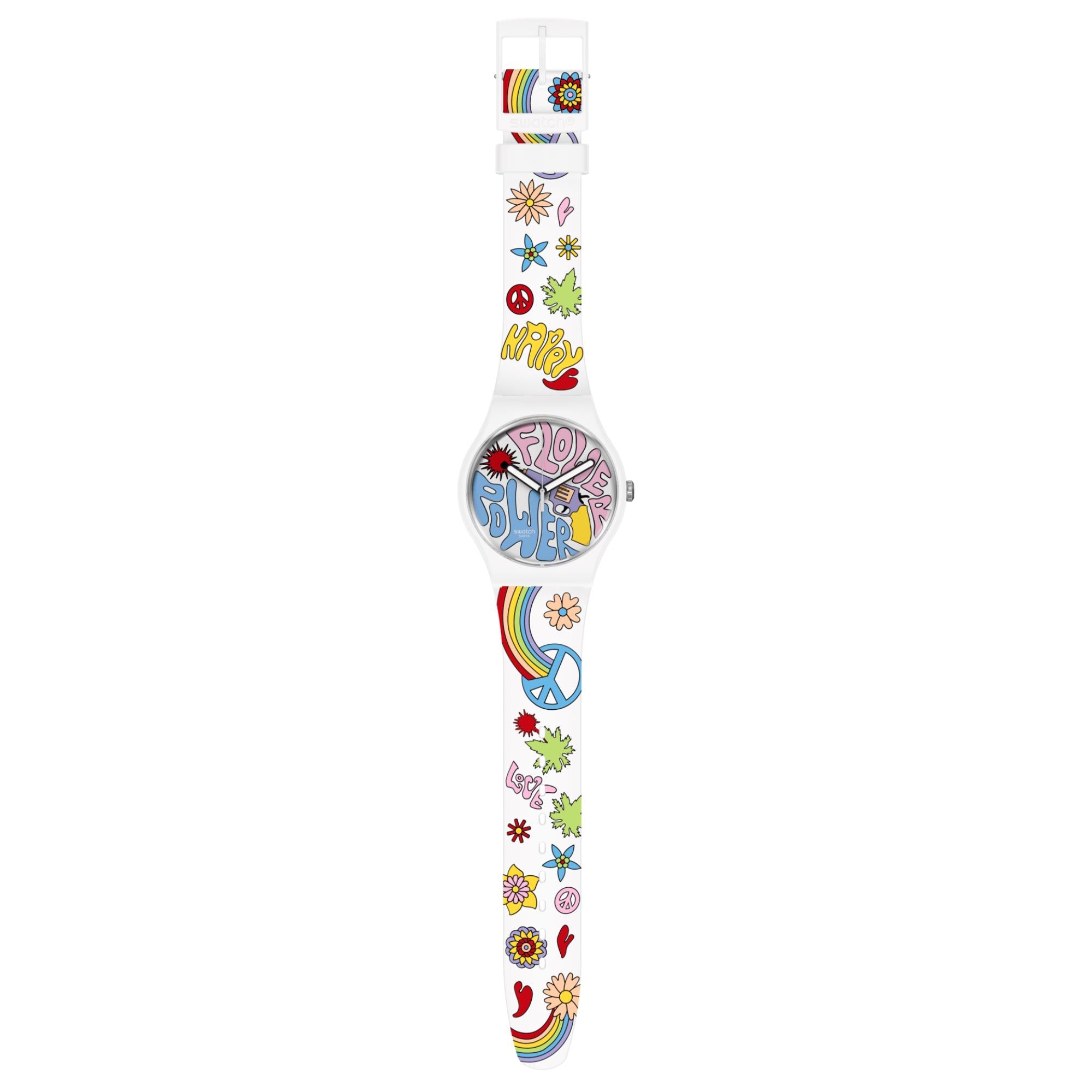 Swatch New Gent Bioceramic Power Of Peace Quartz Multi-Coloured Dial Silicone Watch SO32W107