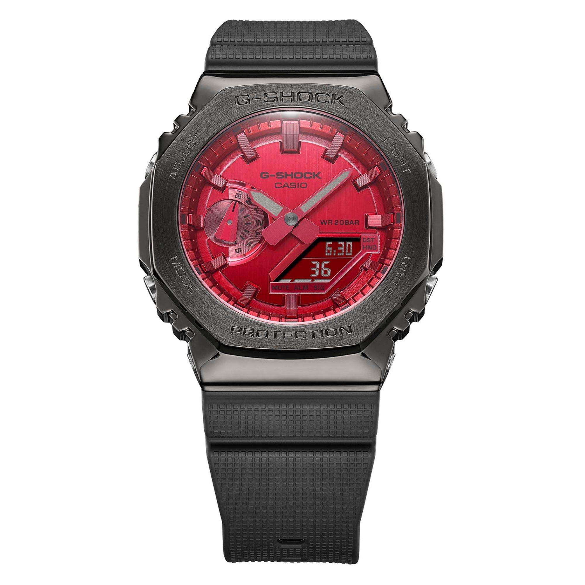 Casio G-Shock CasiOak Red Dial Alarm Chronograph Watch GM-2100B-4AER