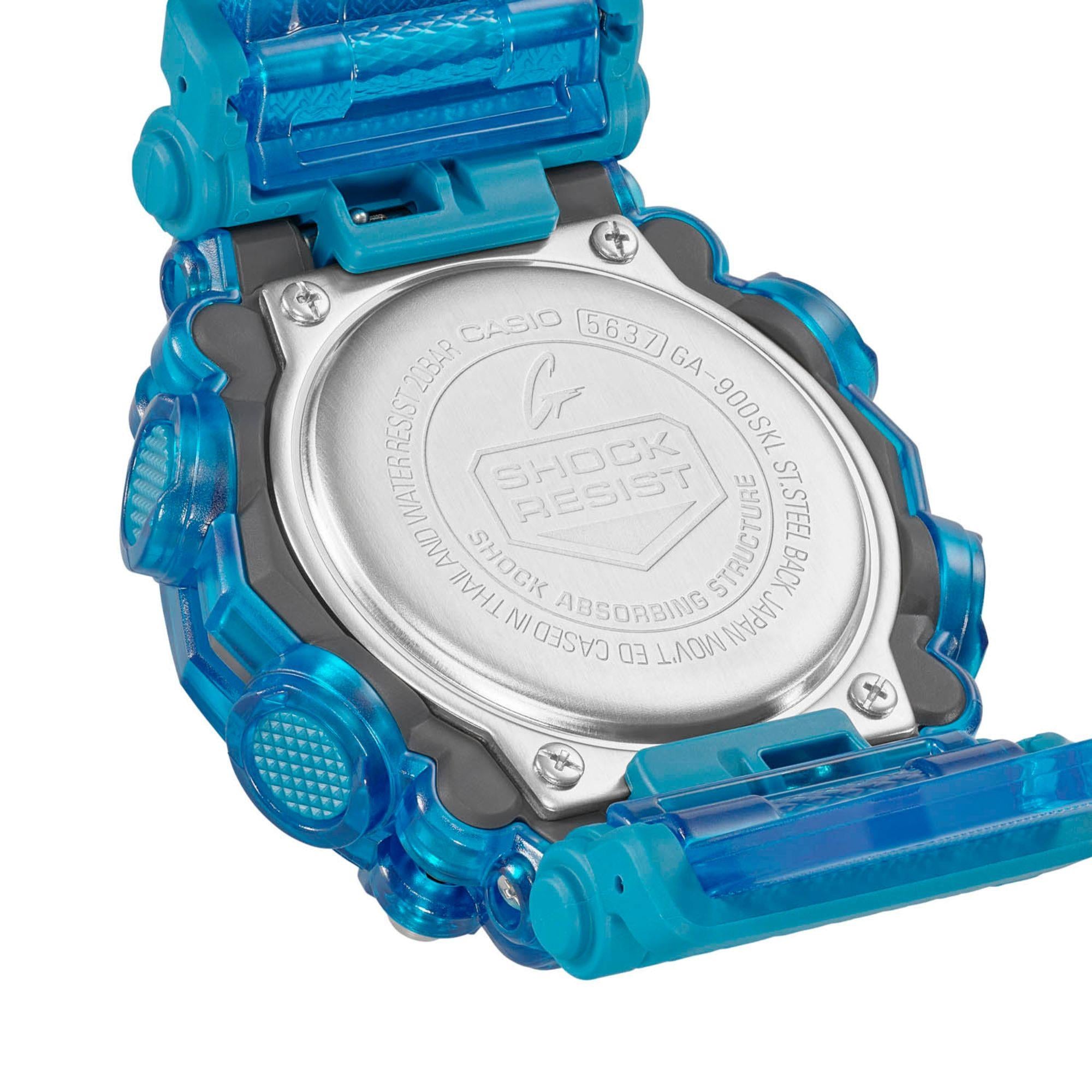 Casio G-Shock "Soundwave" Skelett Stil Blau Digi-Analog Herren Uhr GA-900SKL-2AER
