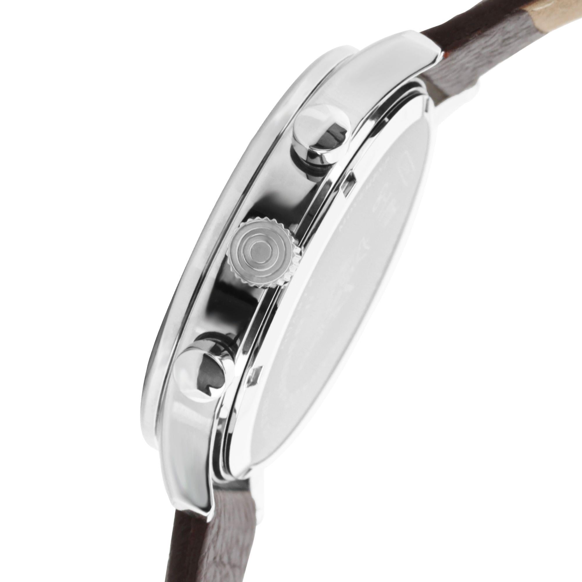 Die AVI-8 Hawker Hurricane Classic Chronograph Uhr mit weißem Zifferblatt und braunem Lederarmband für Herren AV-4011-01