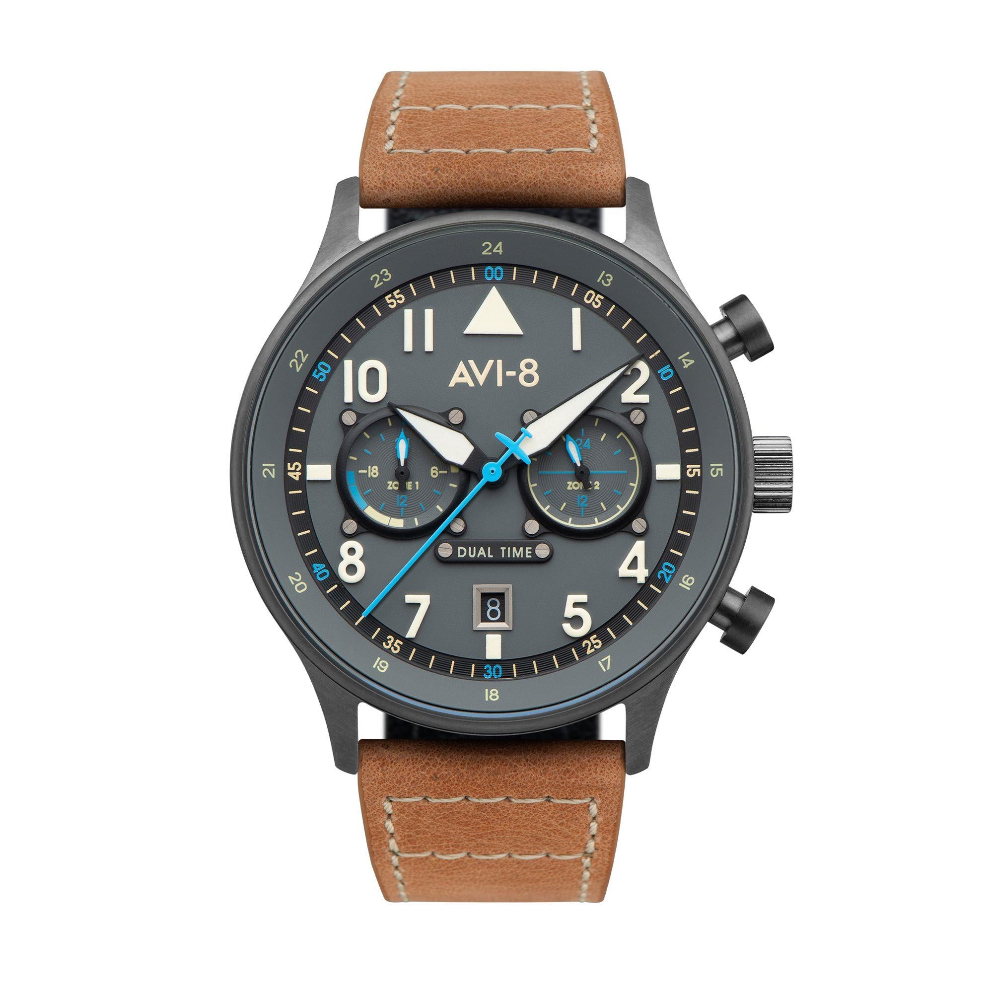 AVI-8 Hawker Hurricane Carey Dual Time Orissa Herren Uhr AV-4088-04