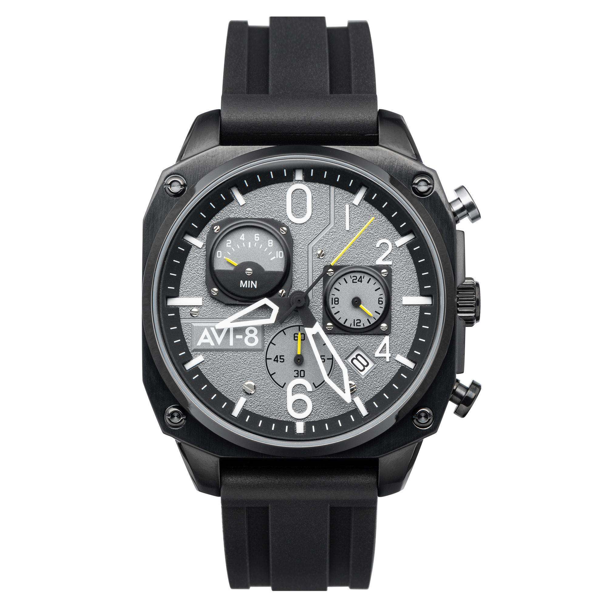 AVI-8 Hawker Hunter Retrograde Chronograph Tactical Black Mens Watch AV-4052-R1