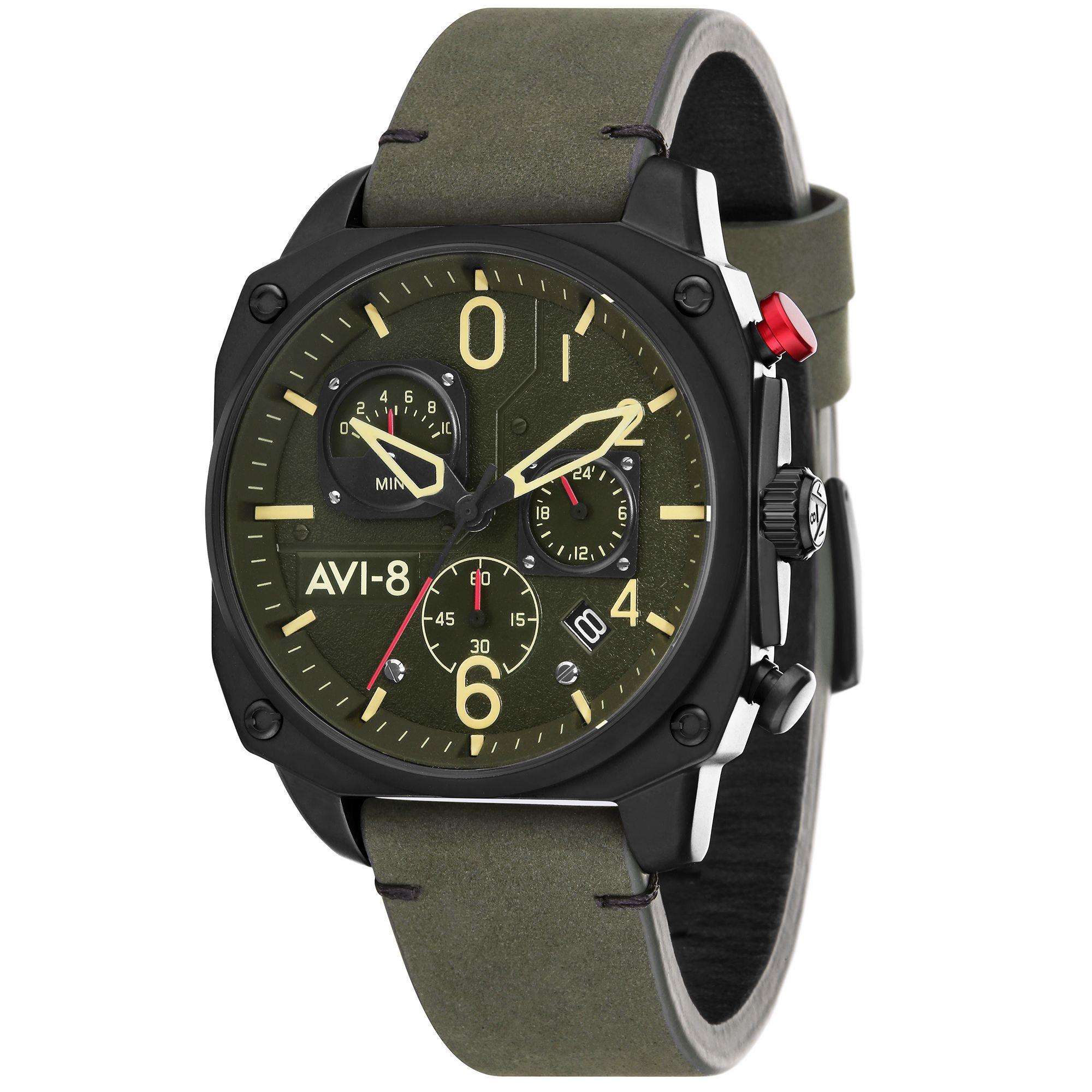 AVI-8 Hawker Hunter Retrograde Chronograph Tiefgrün Schwarze Herren Uhr AV-4052-08
