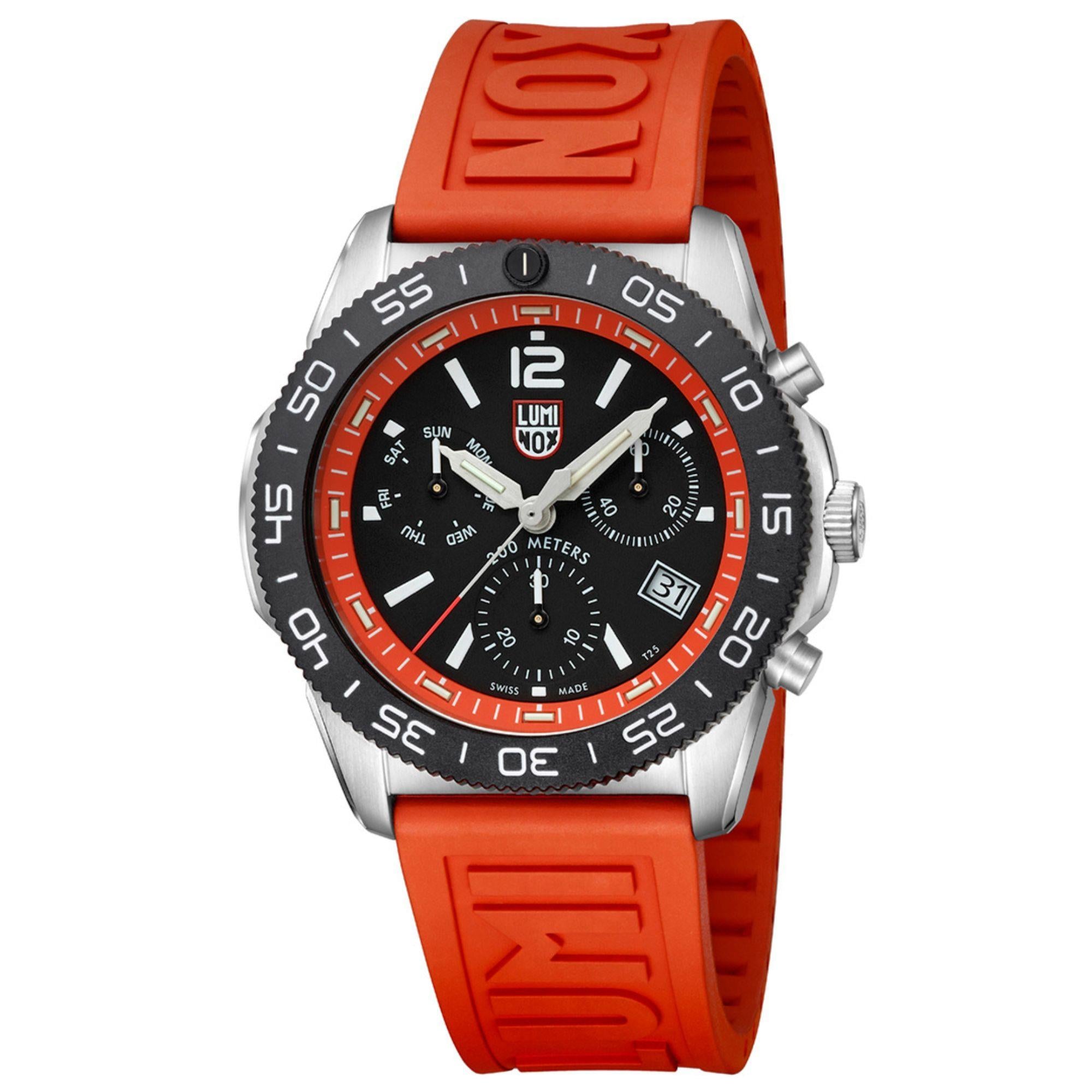 Luminox Pacific Diver Chronograph Orange Gummiband Schwarzes Zifferblatt Herren Uhr XS.3149