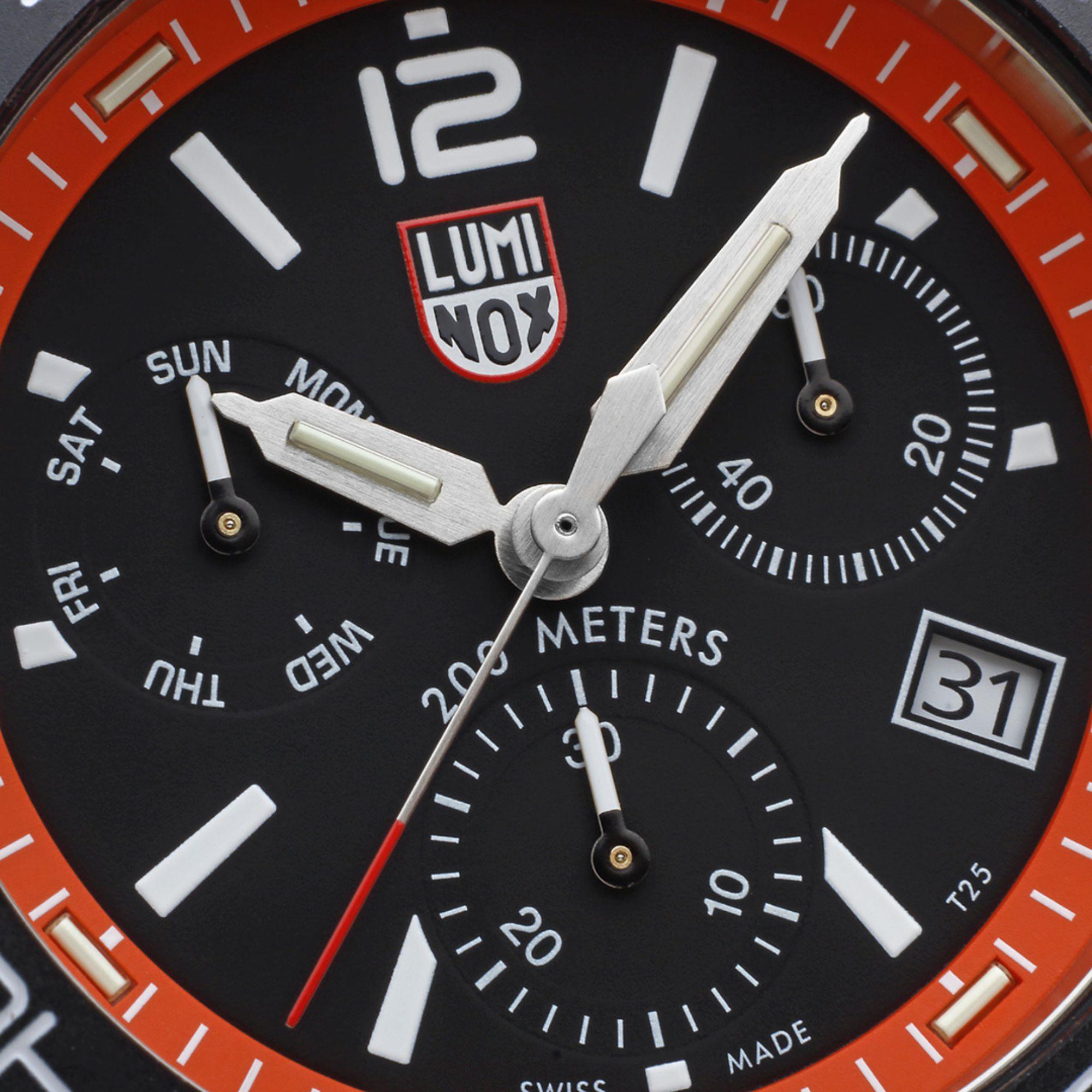 Luminox Pacific Diver Chronograph Orange Gummiband Schwarzes Zifferblatt Herren Uhr XS.3149