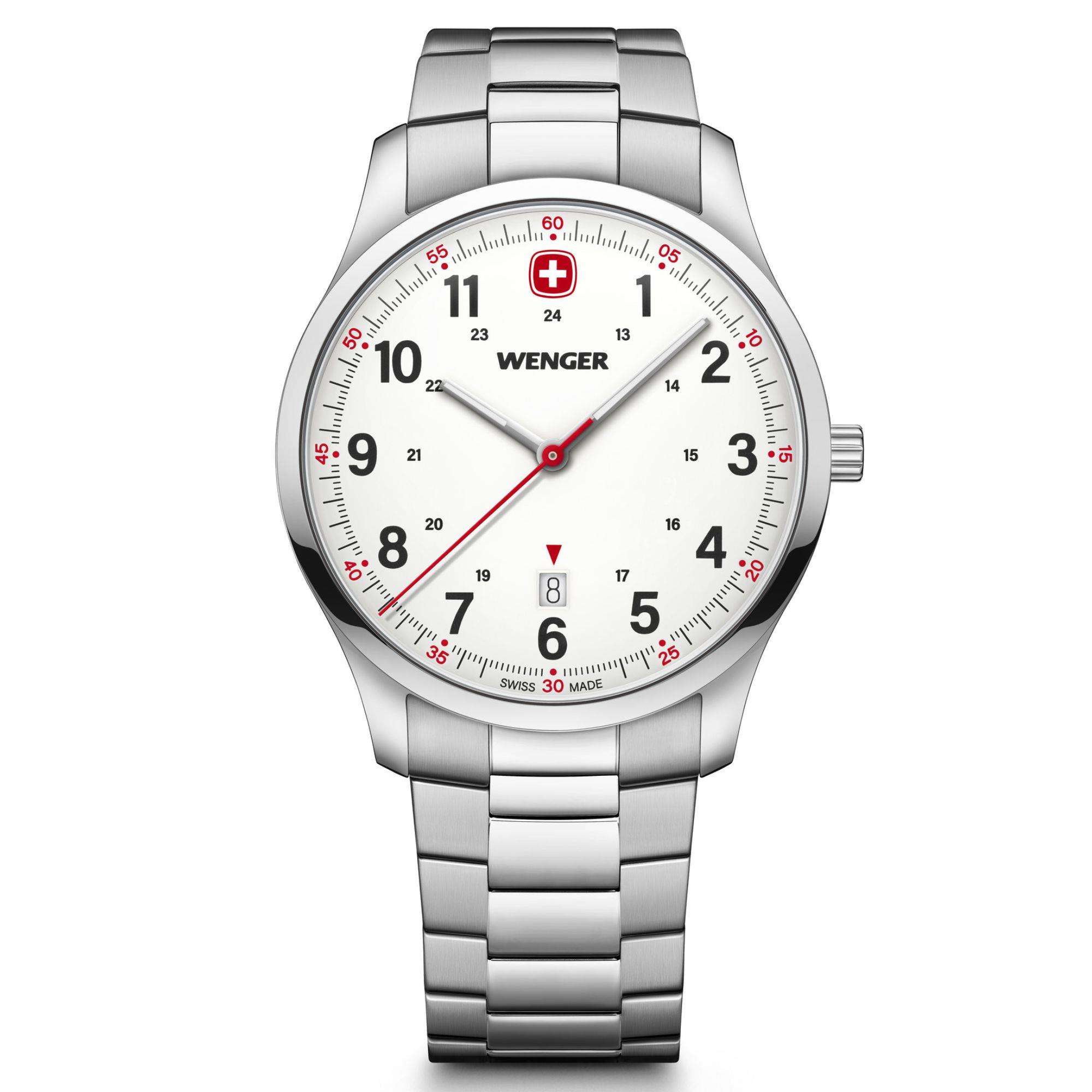 Wenger Sports City White Dial Stainless Steel Bracelet Men's Watch 01.1441.133