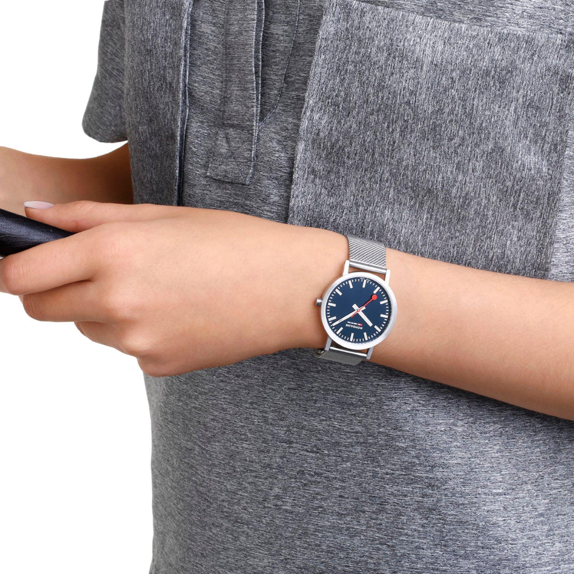 Mondaine Classic Deep Ocean Blue Dial Mesh Bracelet Watch A660.30314.40SBJ