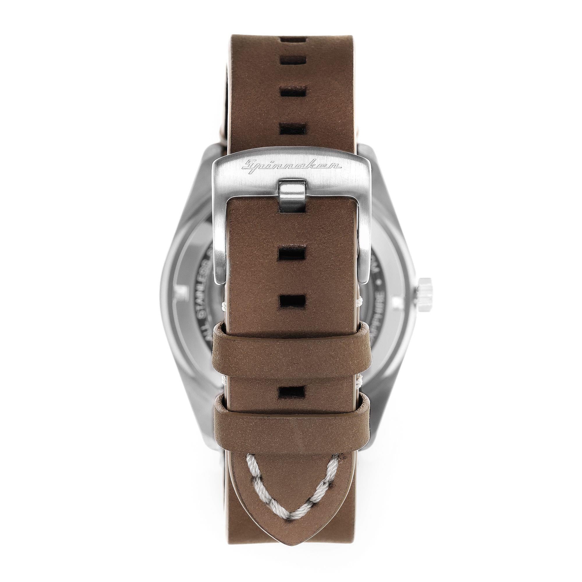 Spinnaker Fleuss Lumber Schwarz Braun Lederarmband Herren Uhr SP-5055-01