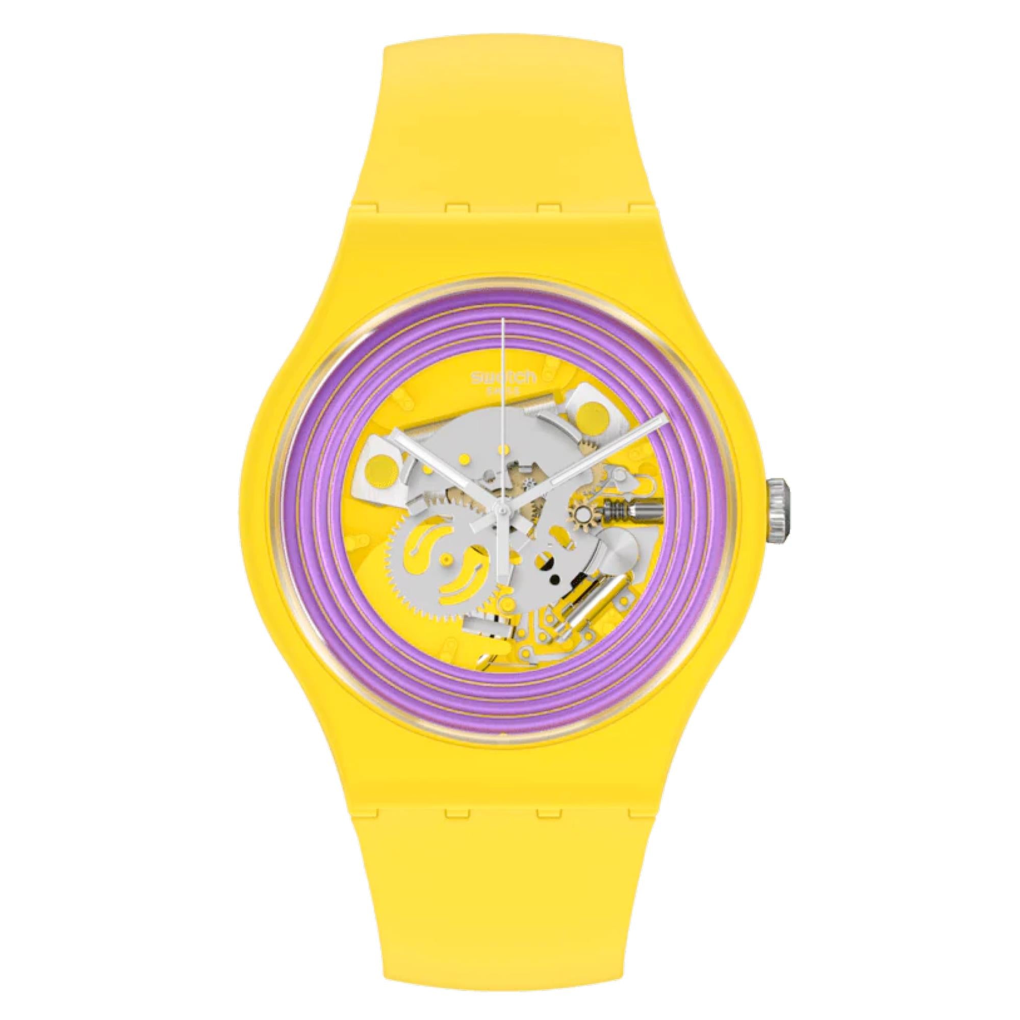 Swatch New Gent 'Purple Rings Yellow' Quartz Watch SO29J100